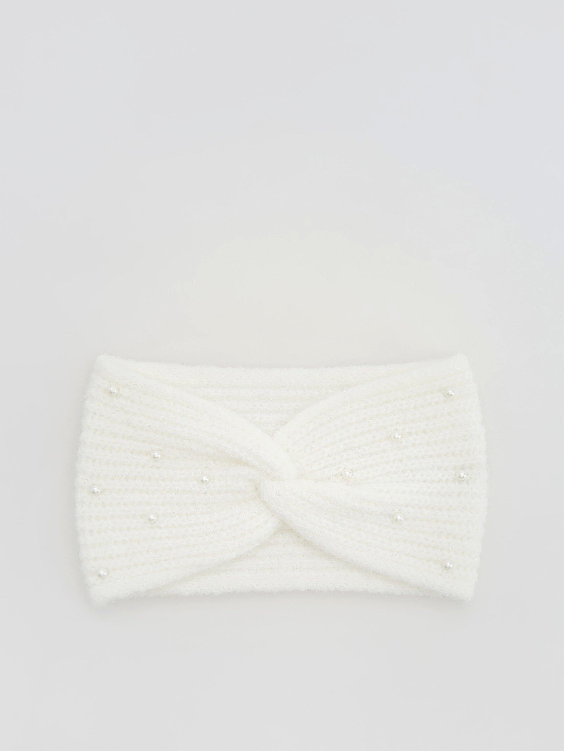 Cream Knitted Headband, Women, , large image number 0