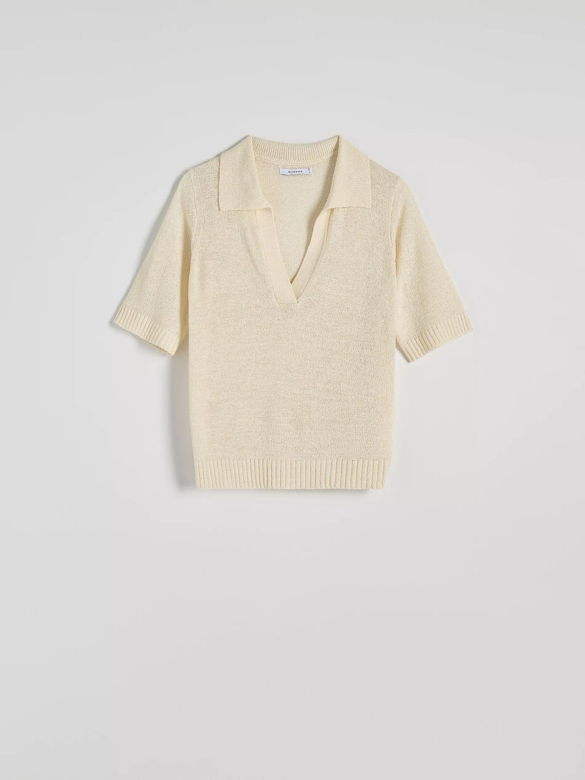 Beige V-Neck Collared Blouse, , large image number 6