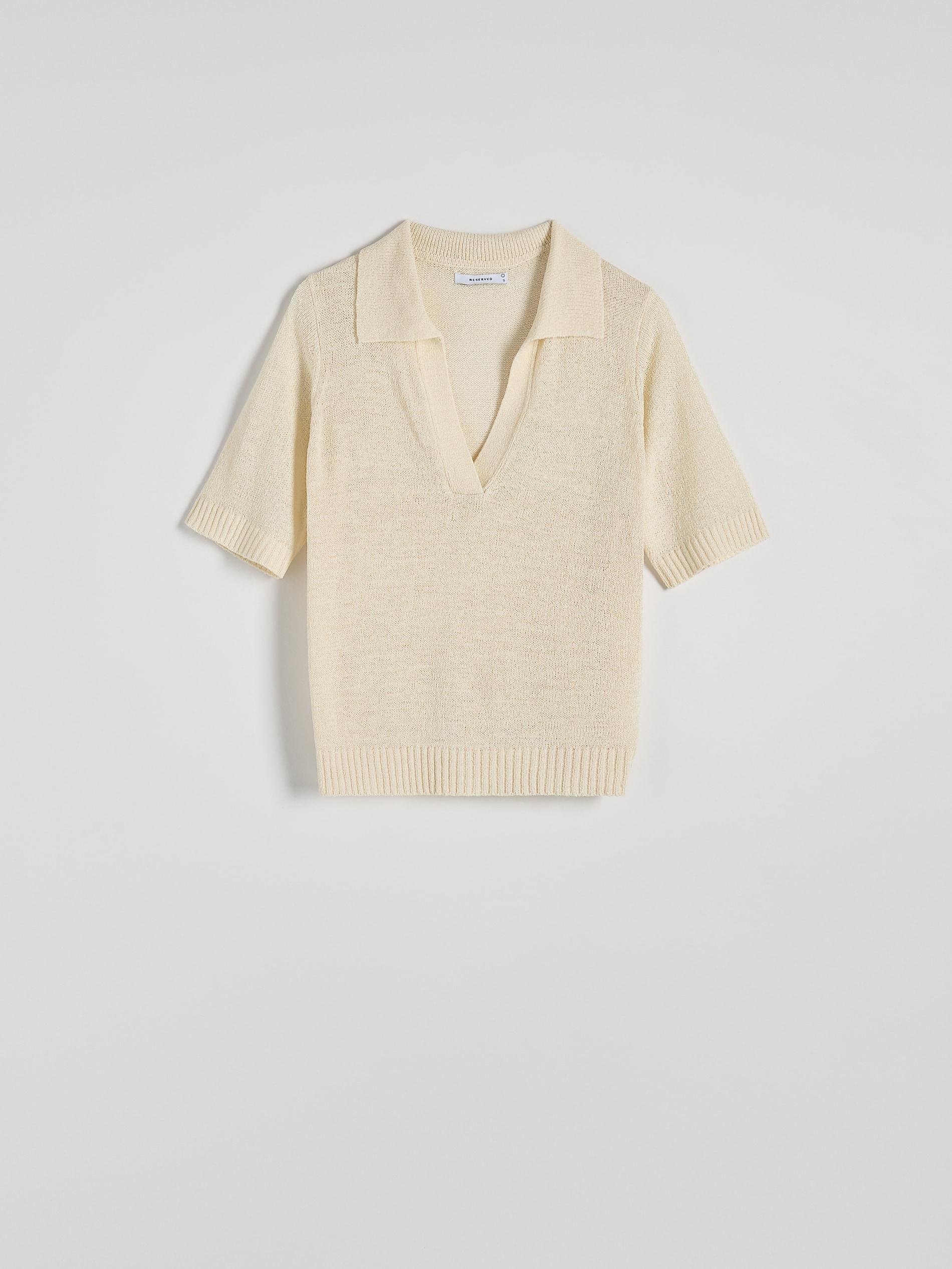 Beige V-Neck Collared Blouse, , large image number 7