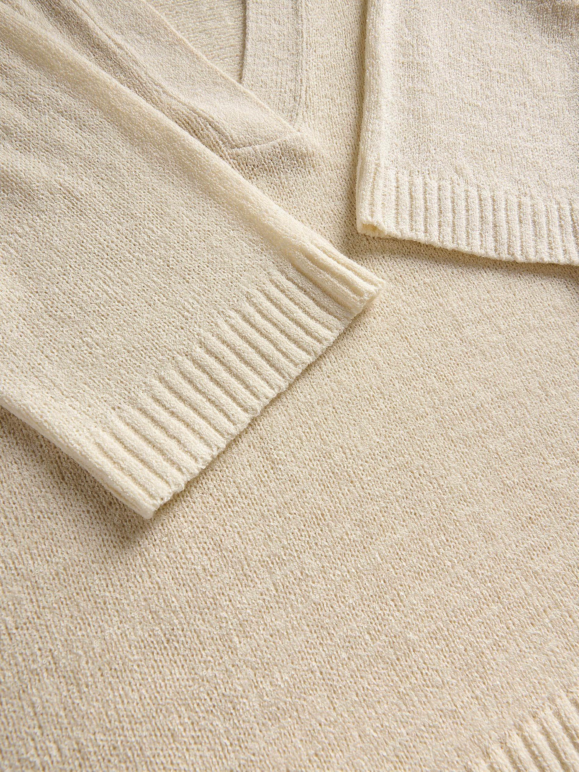 Beige V-Neck Collared Blouse, , large image number 8