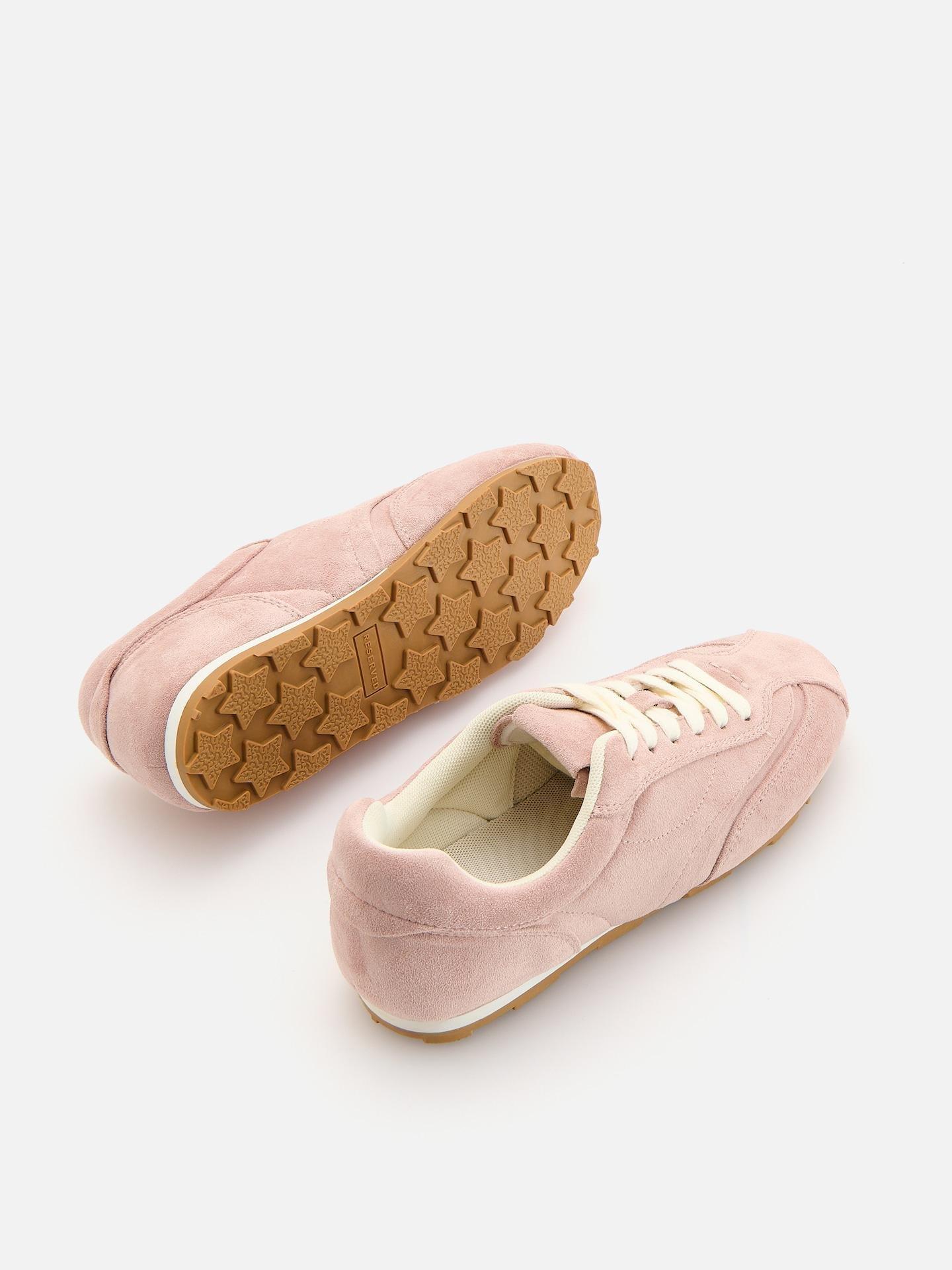 Pink Faux Suede Sneakers, Pink, medium