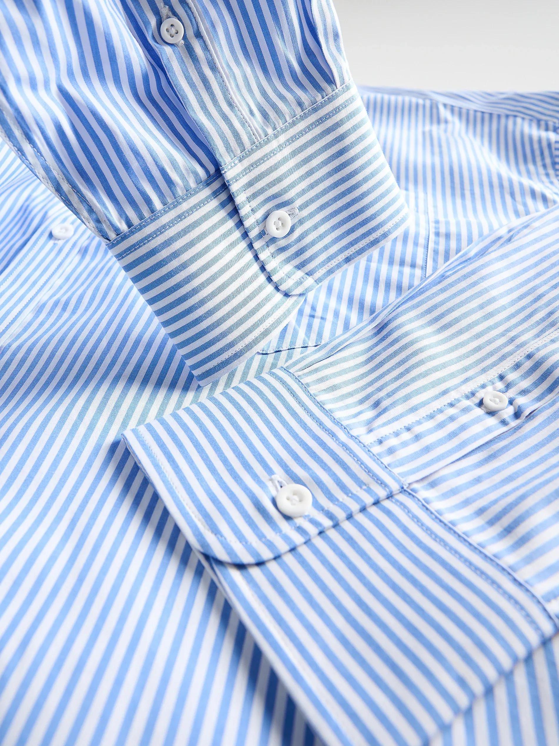 Blue Oversized Shirt With High Egyptian Cotton Content, , large image number 6