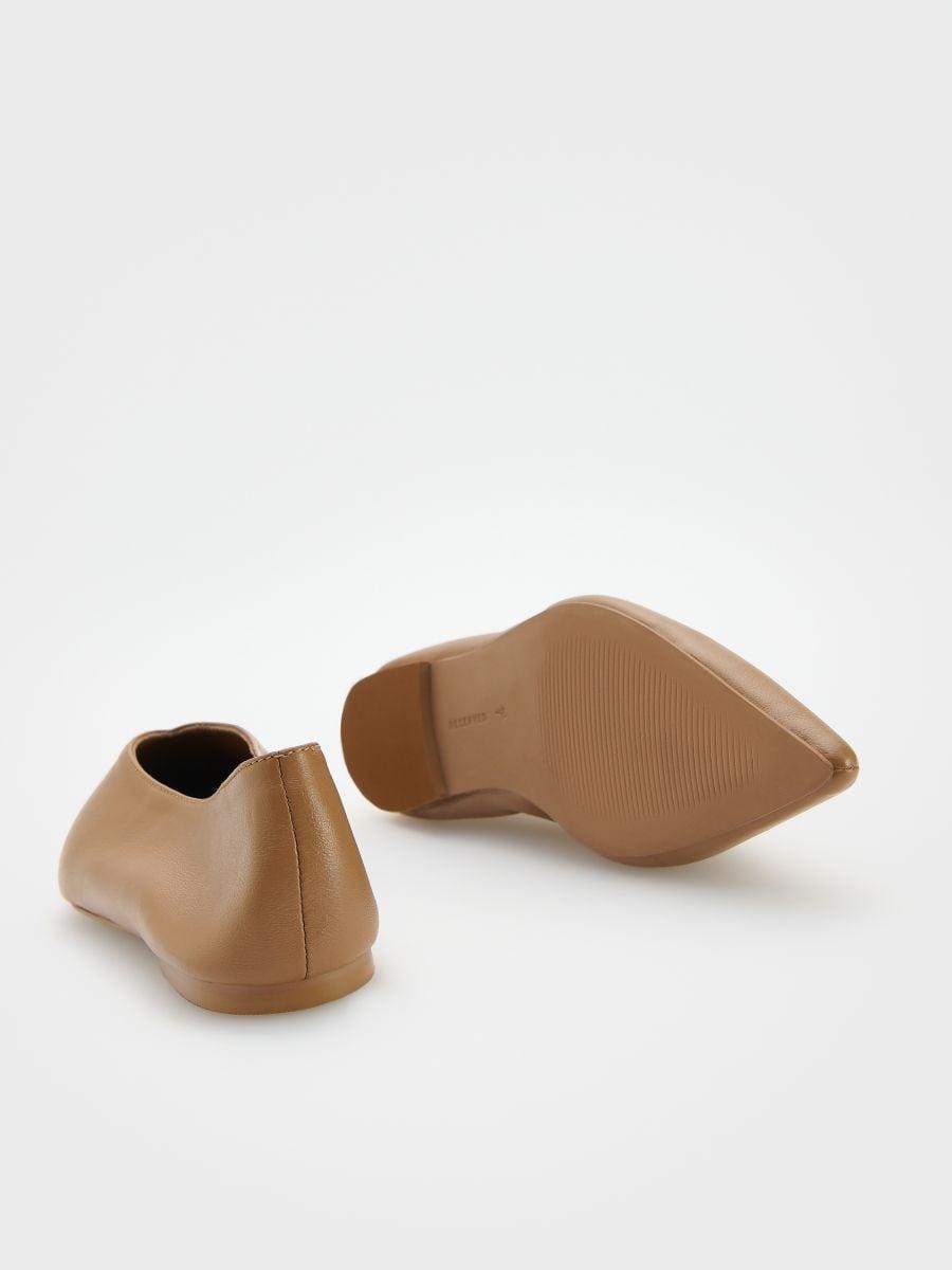 Beige Leather Ballerinas, Beige, large image number 1