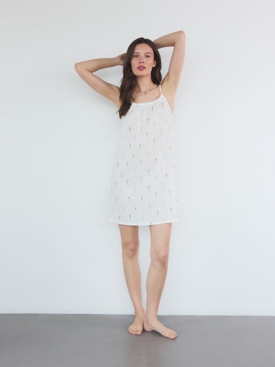 Cream Strappy Nightdress, , medium