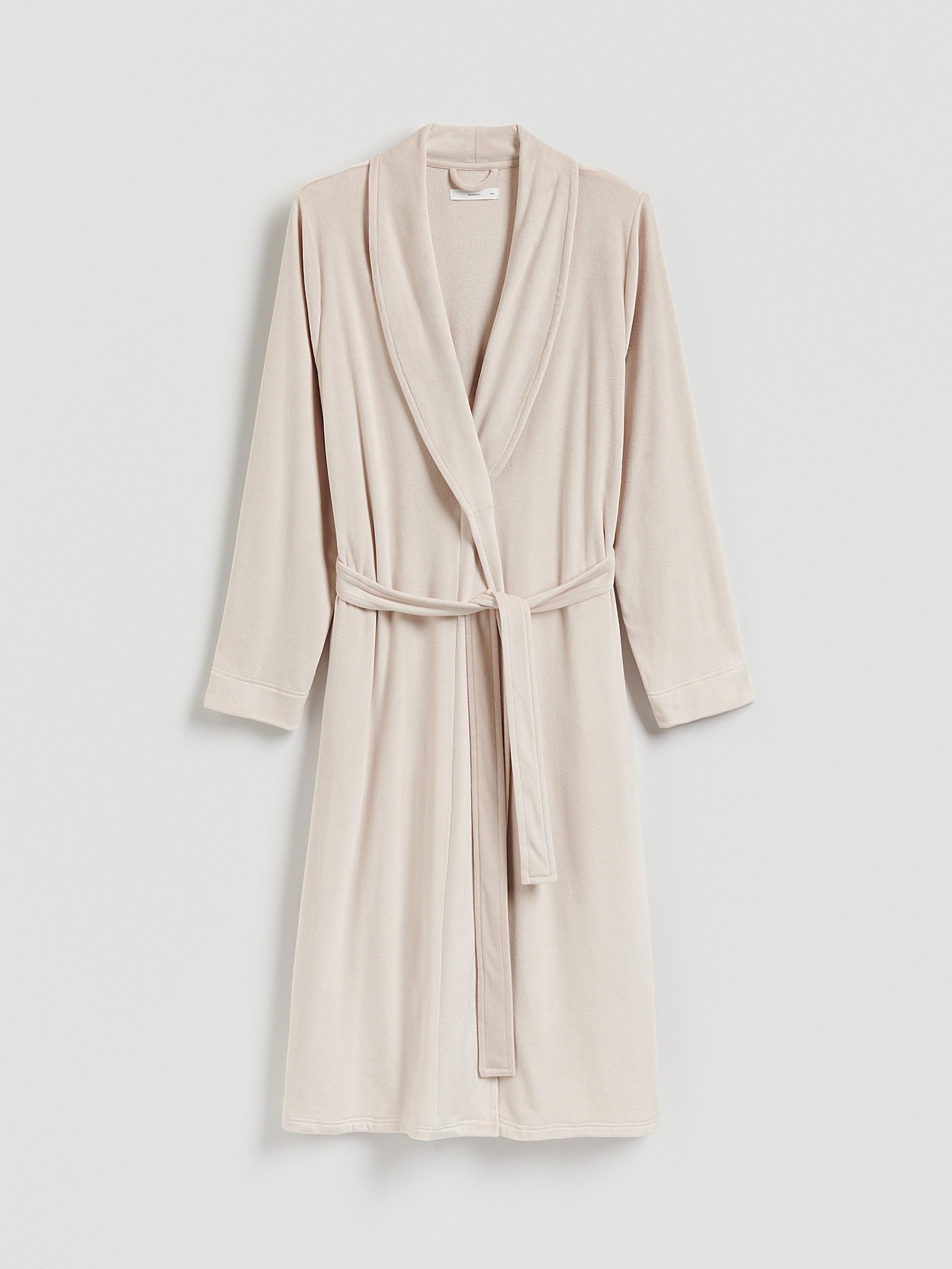 Beige Dressing Gown With Tie Waist Belt, Beige, large image number 0