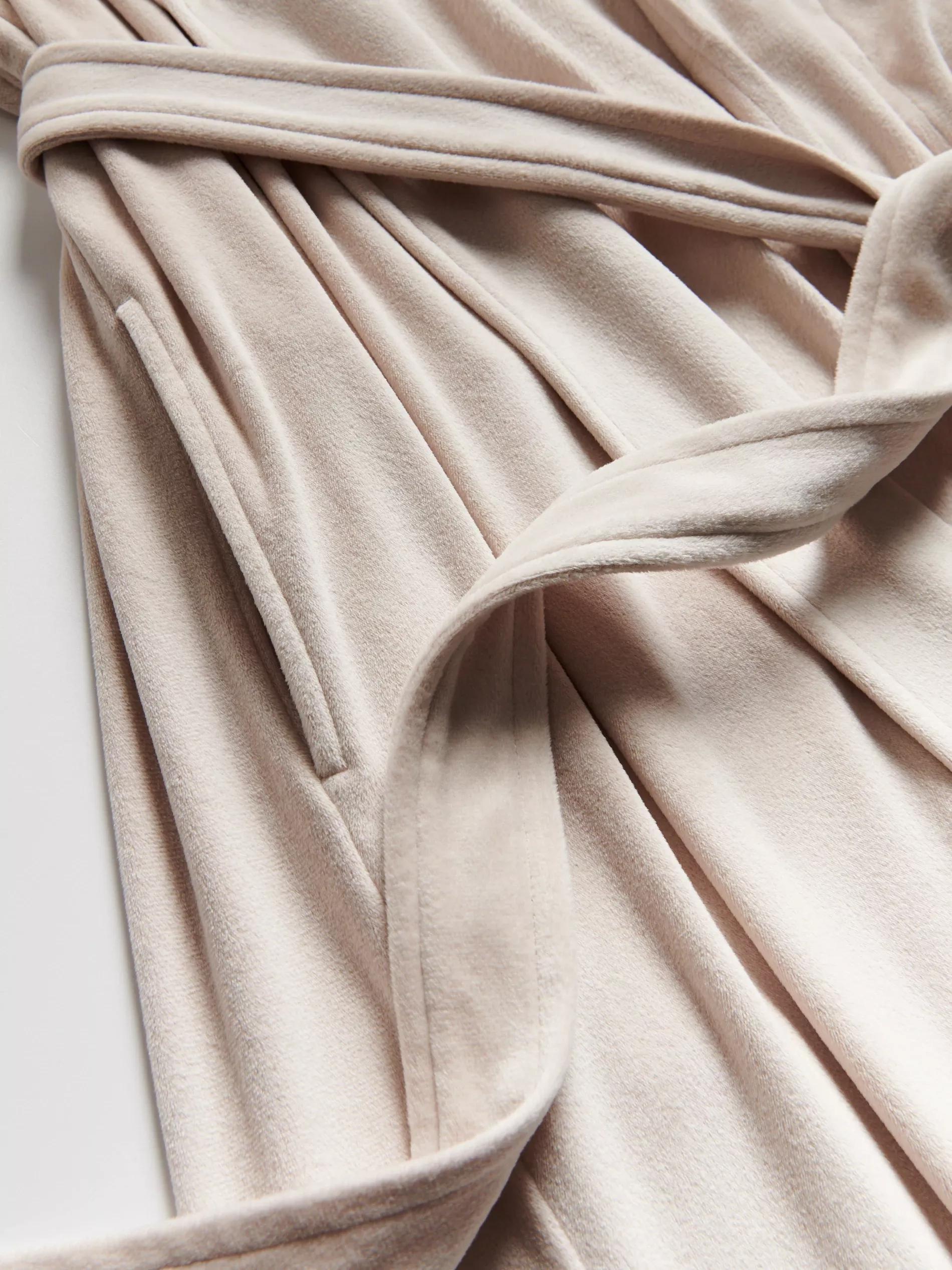 Beige Dressing Gown With Tie Waist Belt, Beige, large image number 1