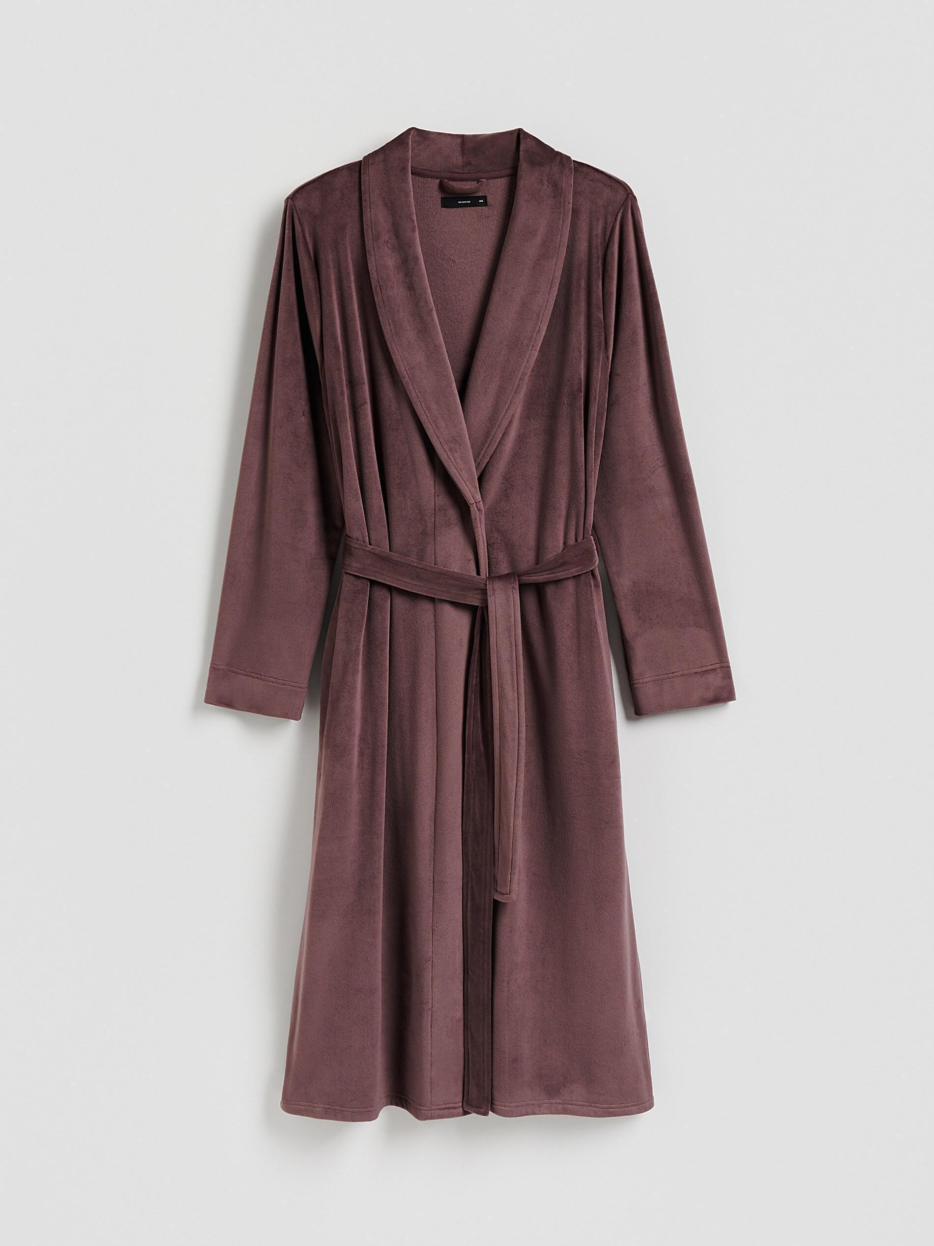Brown Dressing Gown With Tie Waist Belt, Brown, large image number 3
