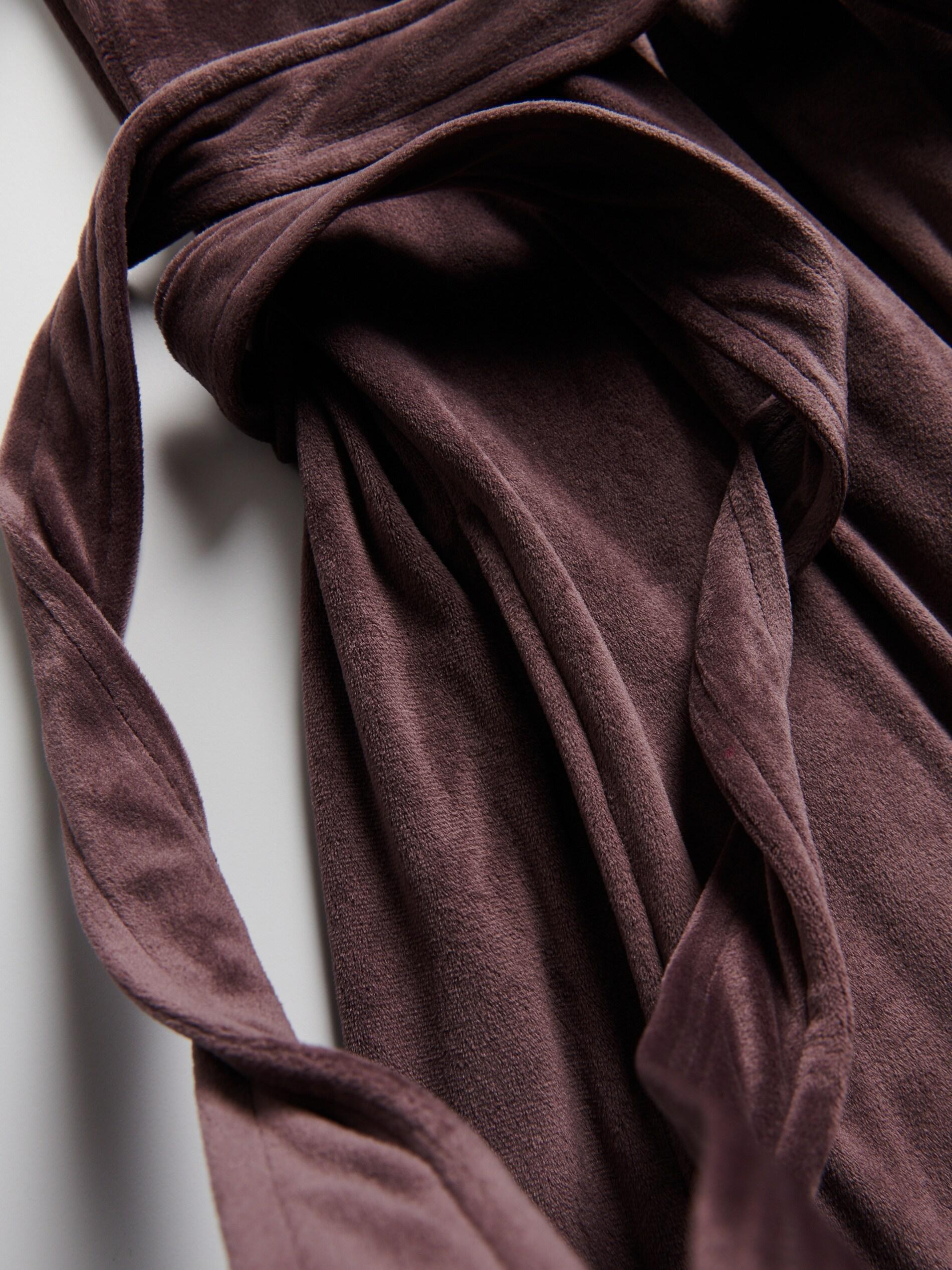 Brown Dressing Gown With Tie Waist Belt, Brown, large image number 4