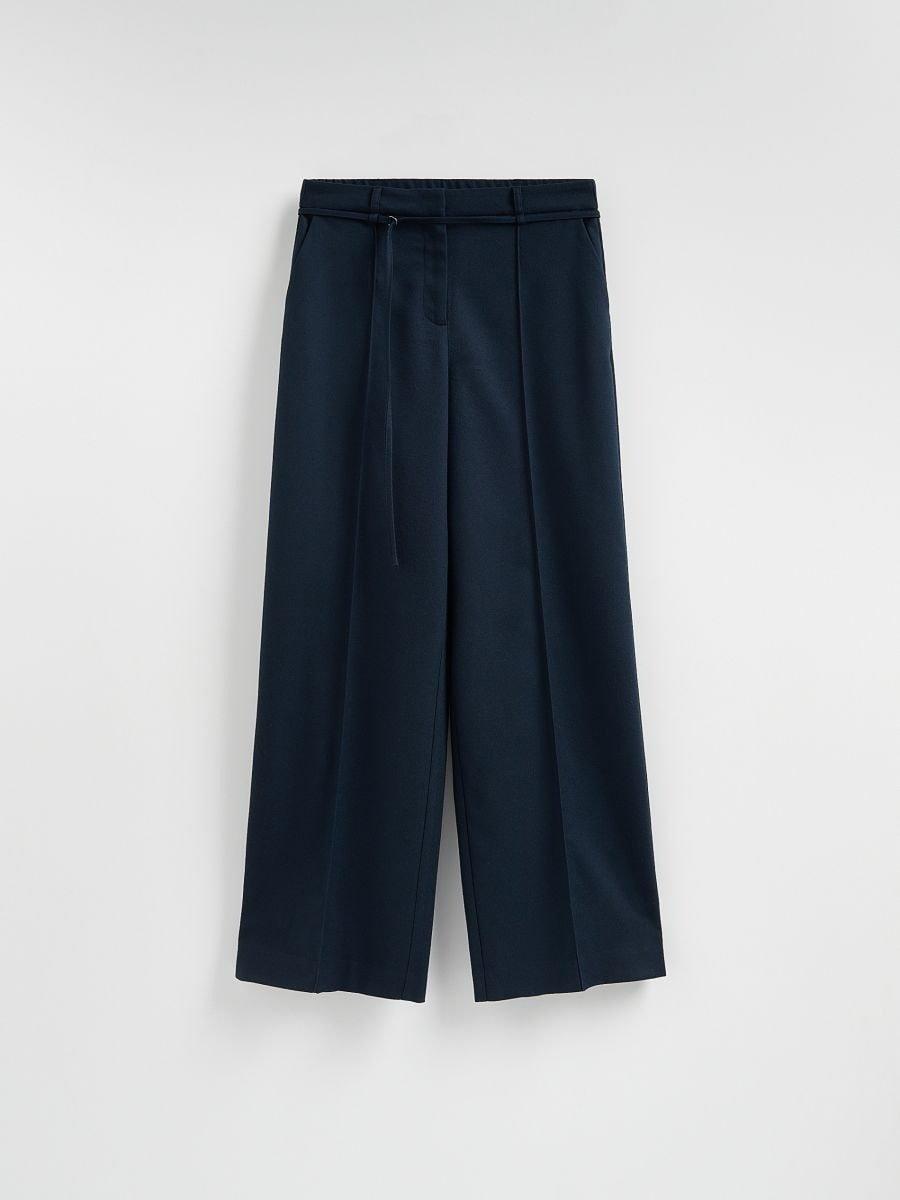 Navy Trousers With Pressed Crease, Navy, medium