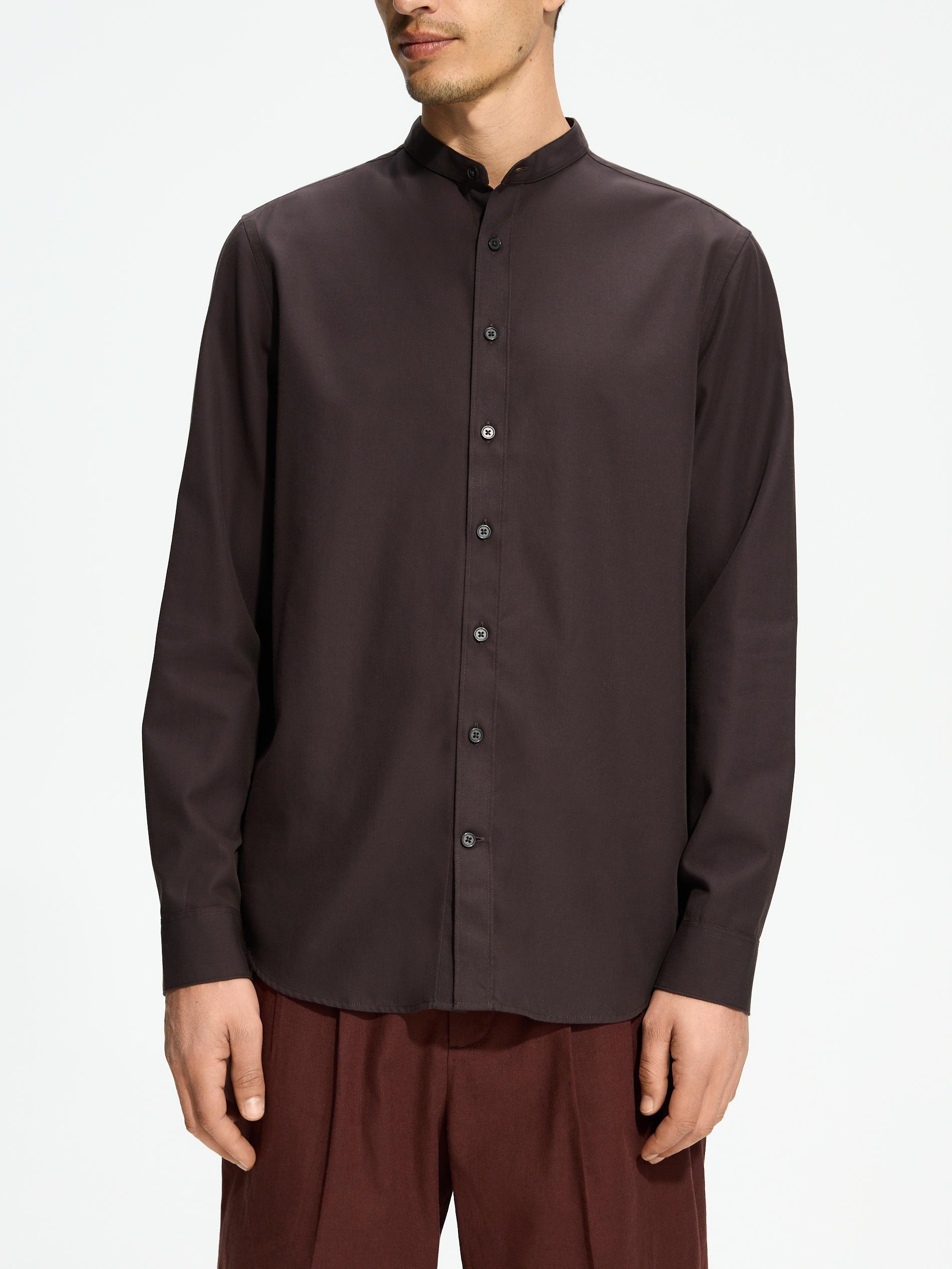 Brown Slim Fit Egyptian Cotton Shirt, Brown, medium