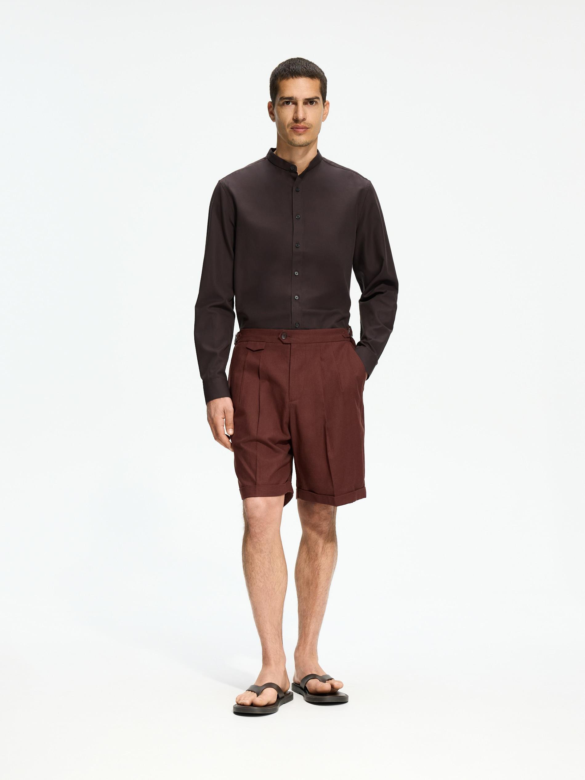 Brown Slim Fit Egyptian Cotton Shirt, Brown, medium