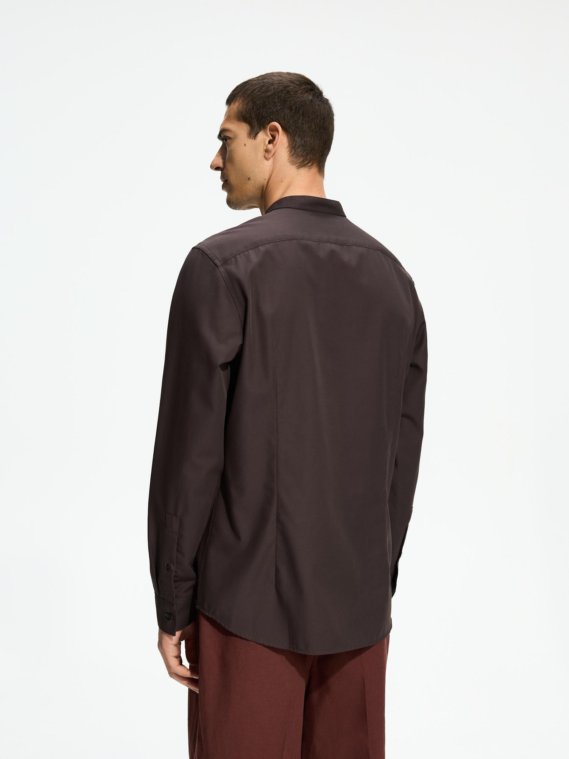 Brown Slim Fit Egyptian Cotton Shirt, Brown, large image number 4