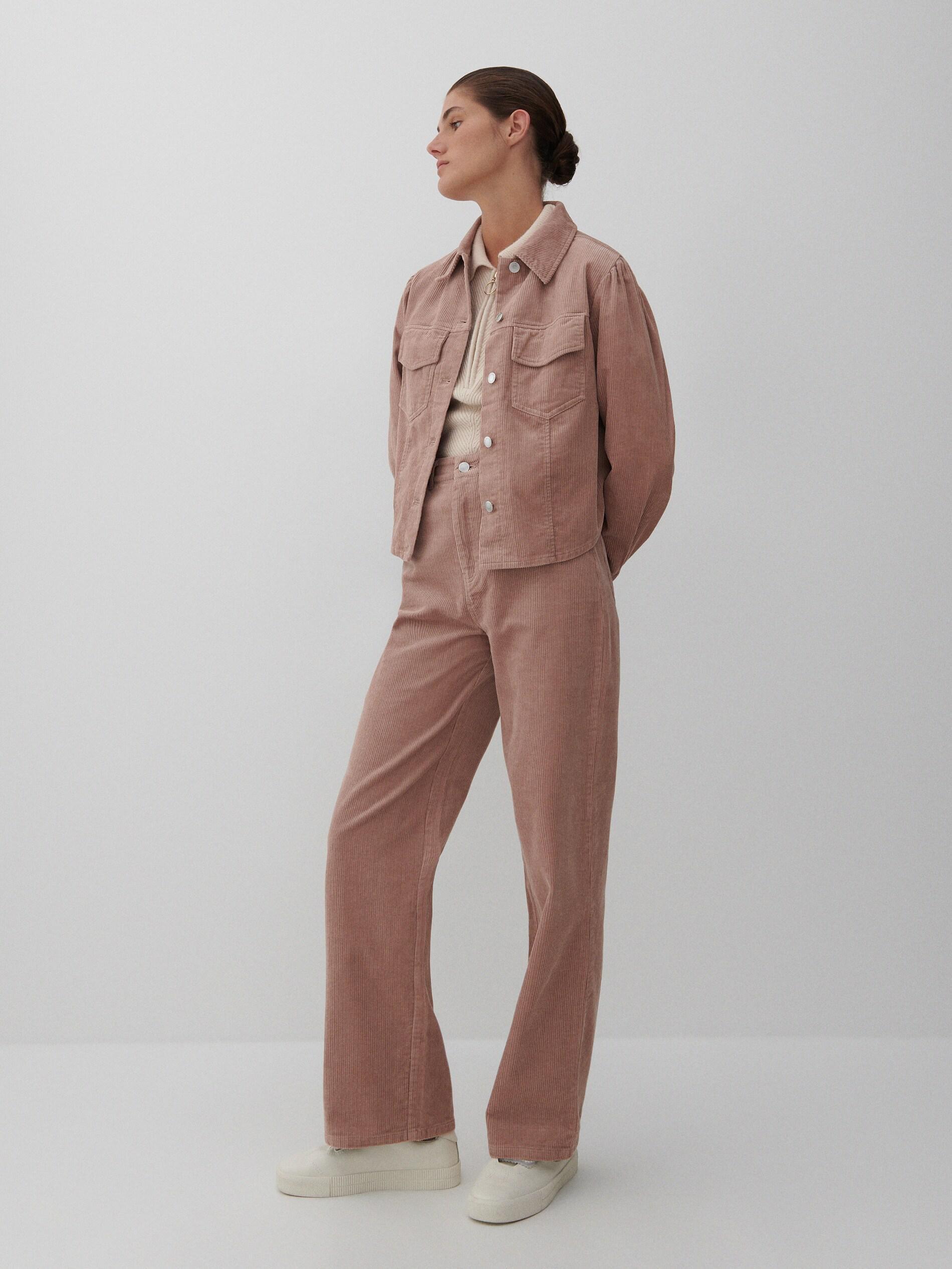 Pastel Pink Corduroy Pants, Women, , large image number 1