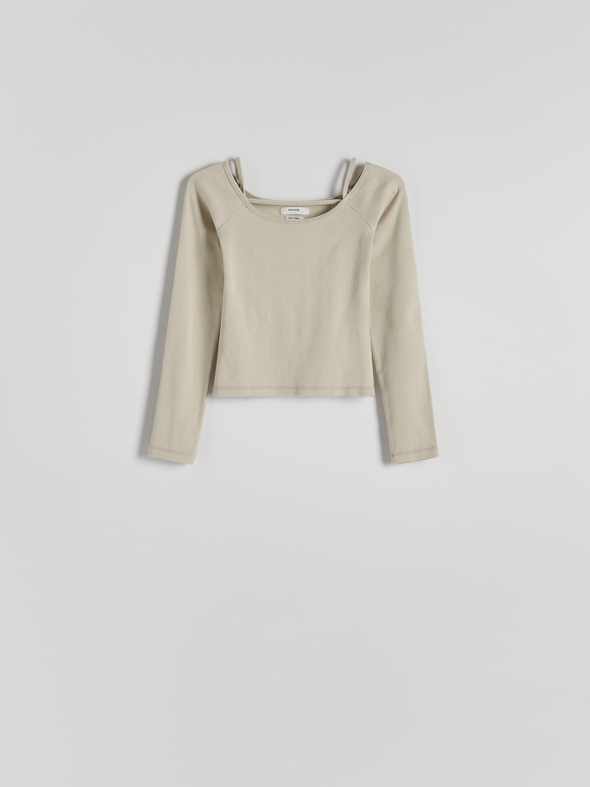 Cream Decorative Straps Long Sleeve Top, , large image number 5