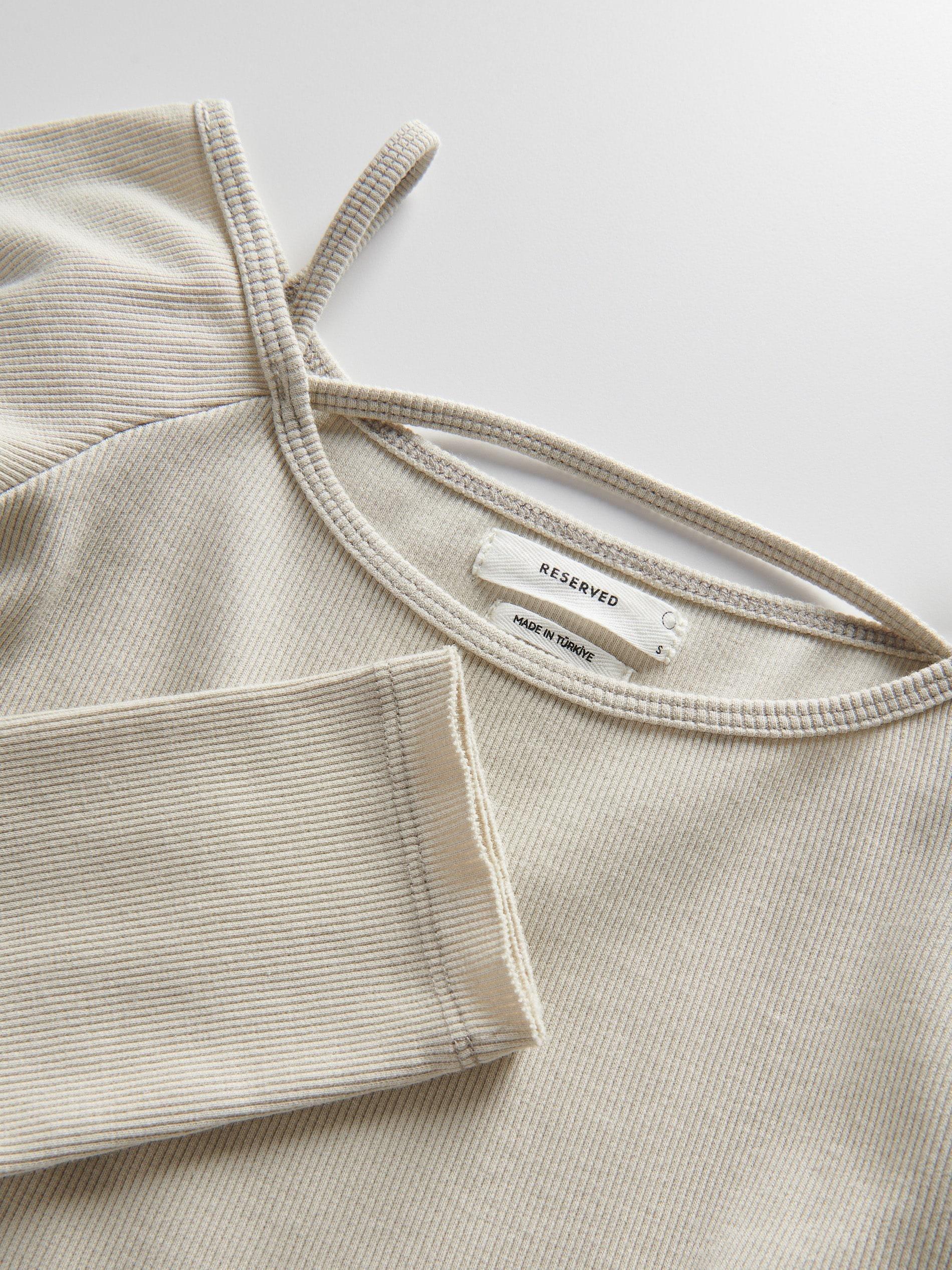 Cream Decorative Straps Long Sleeve Top, , large image number 6