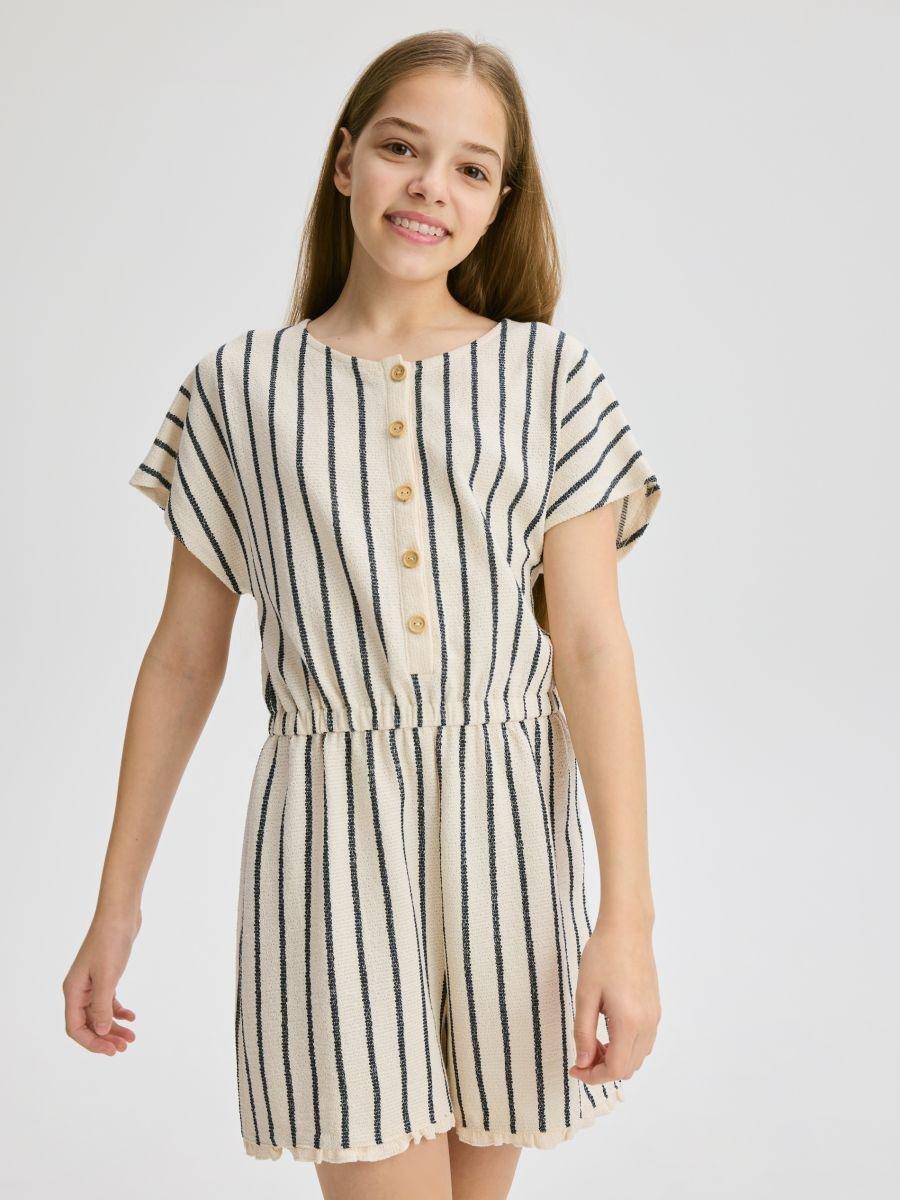 Multicolour Striped Playsuit, , medium