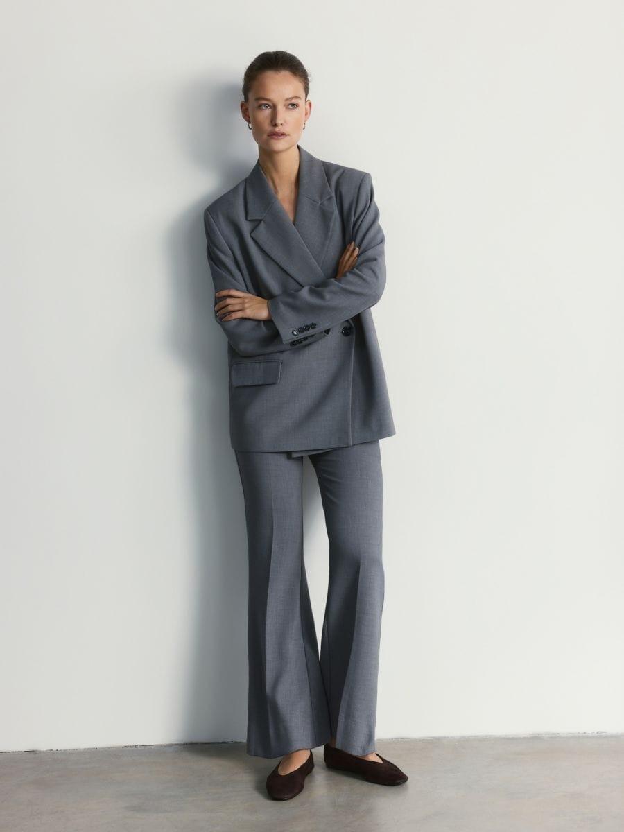 Grey Flare-fit trousers with a pressed crease, Grey, medium