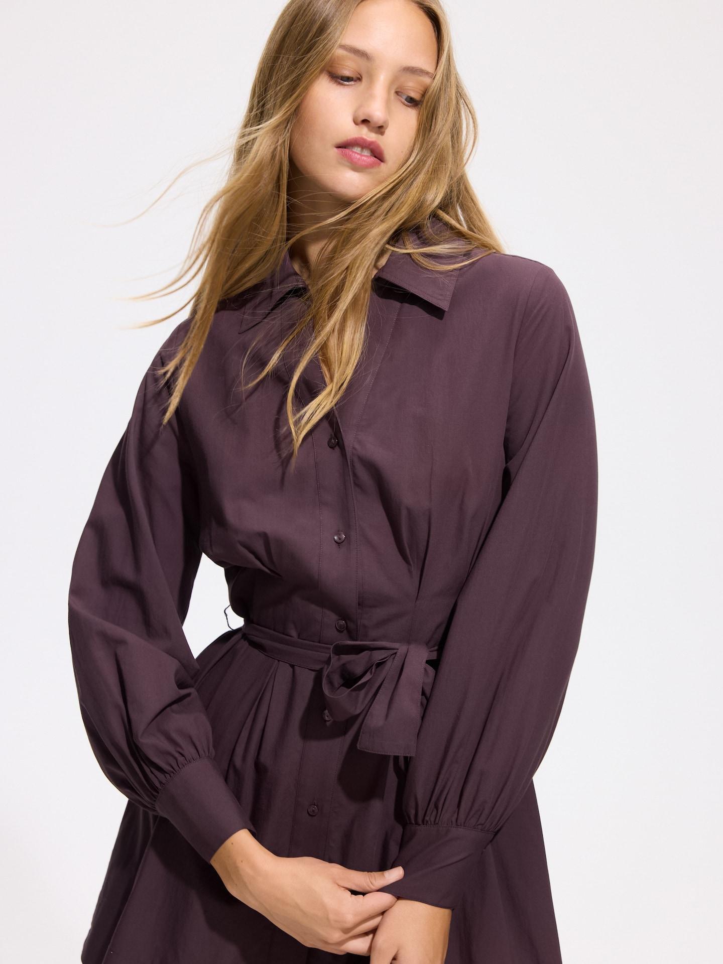 Brown Waist Tie Dress, Brown, medium