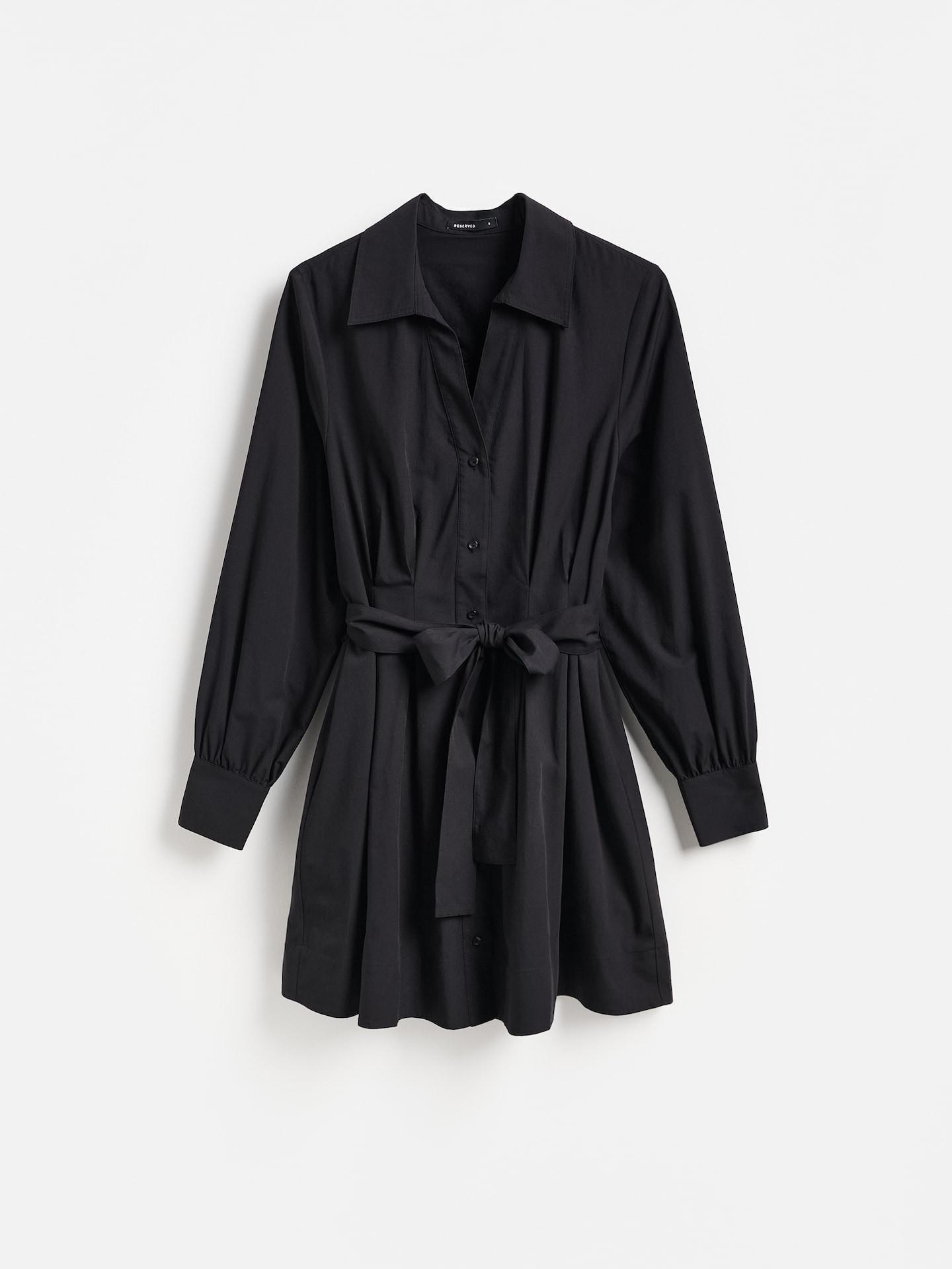 Black Waist Tie Dress, Black, medium