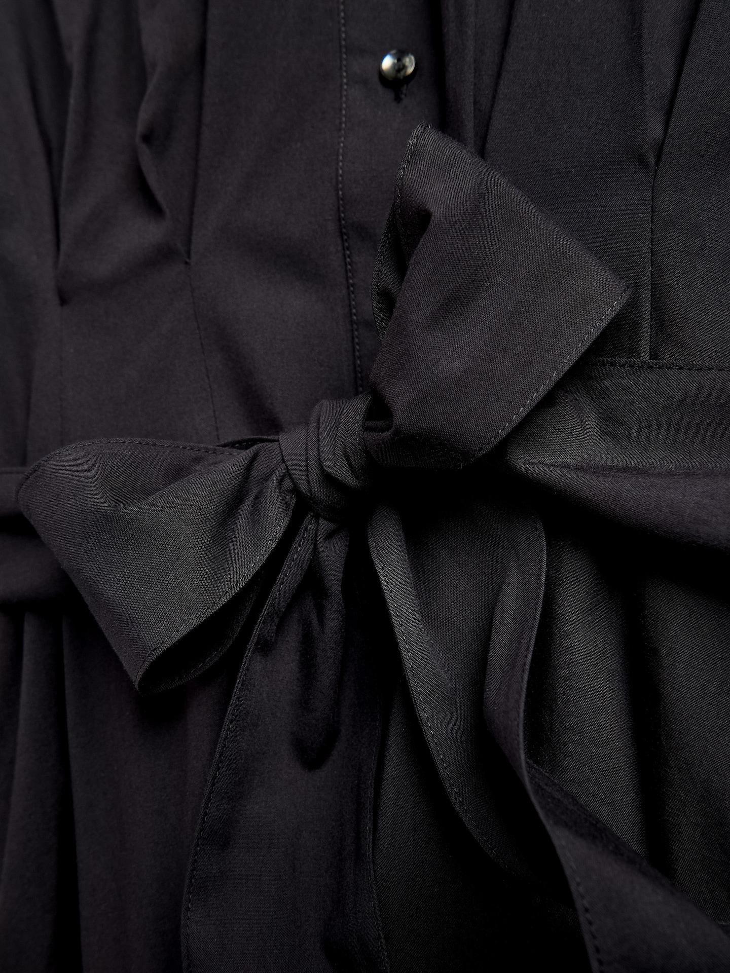 Black Waist Tie Dress, Black, medium