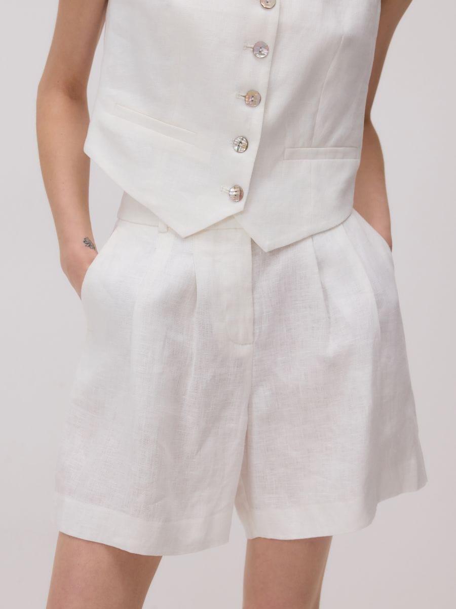 White Linen Shorts, , large image number 0
