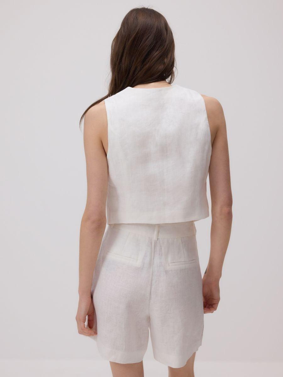 White Linen Shorts, , large image number 1