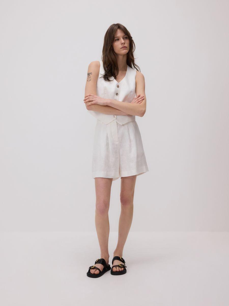 White Linen Shorts, , large image number 2