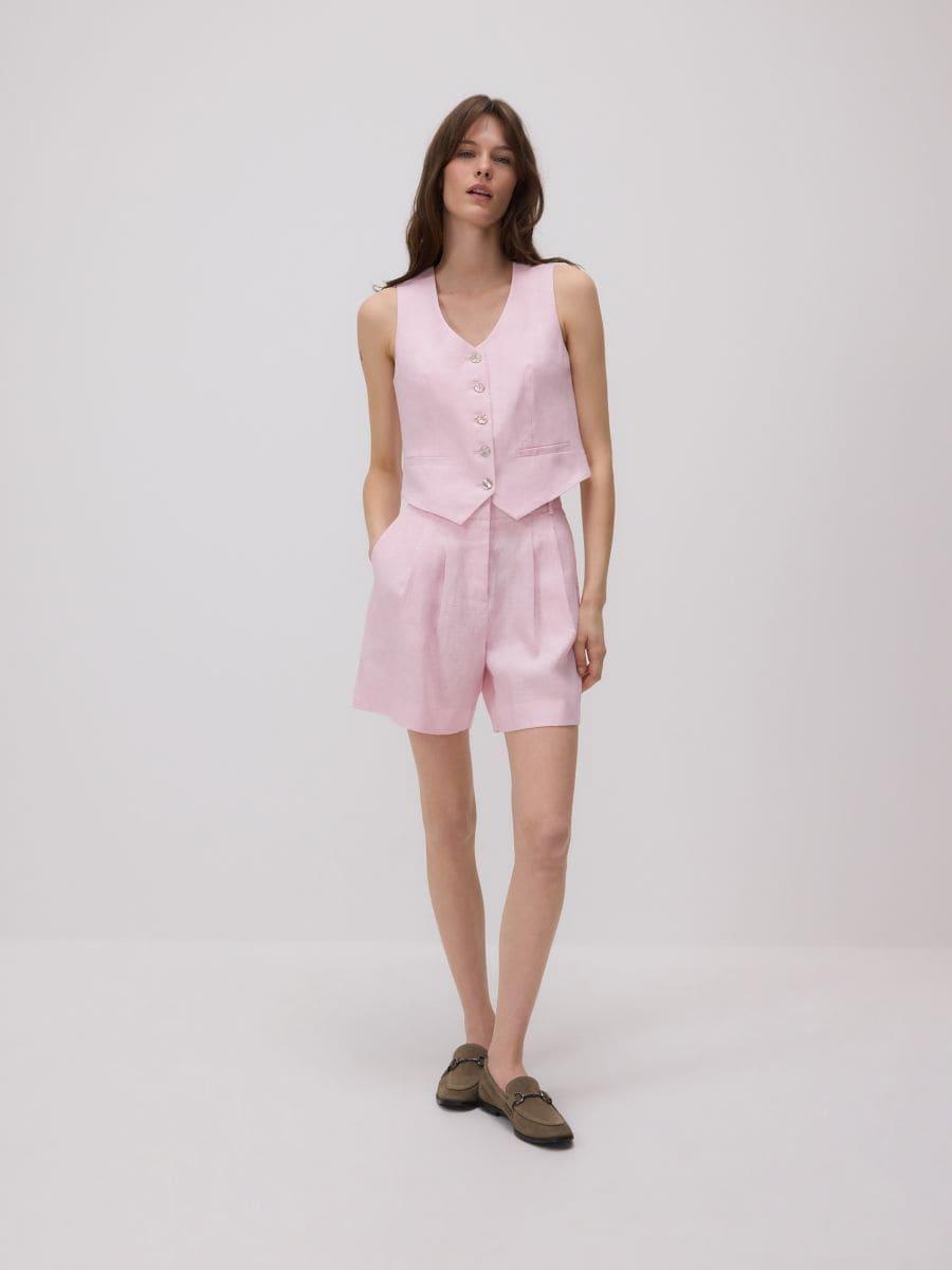 Pink Linen Shorts, , large image number 0