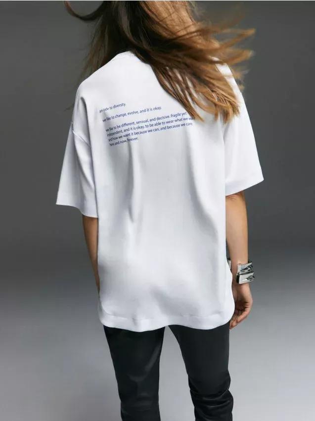 White Oversized T-Shirt With Manifest Mmc X Reserved, , large image number 1
