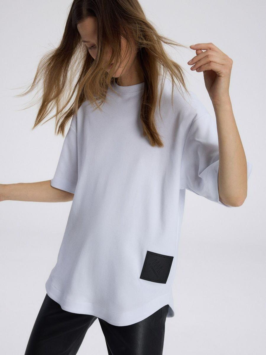 White Oversized T-Shirt With Manifest Mmc X Reserved, , large image number 2
