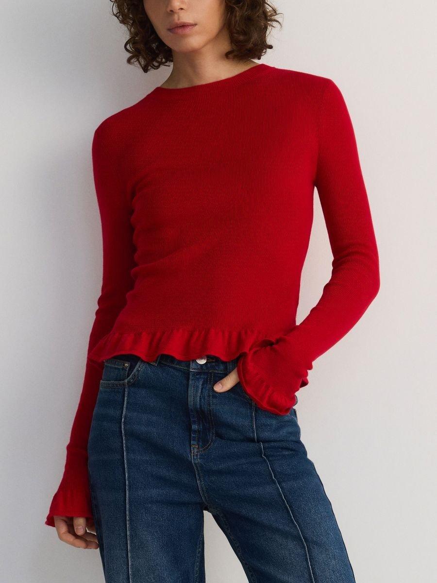 Red Sweater With Added Wool, Red, large image number 0