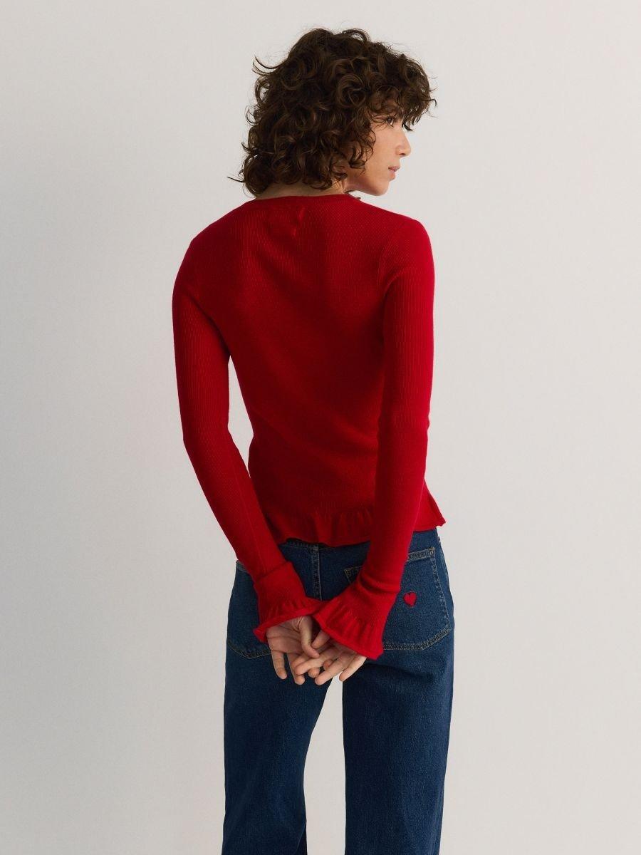 Red Sweater With Added Wool, Red, large image number 1