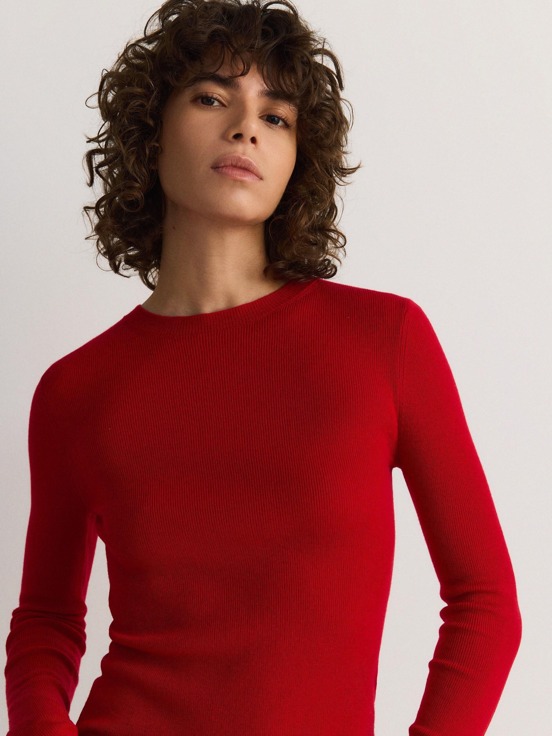 Red Sweater With Added Wool, Red, large image number 5