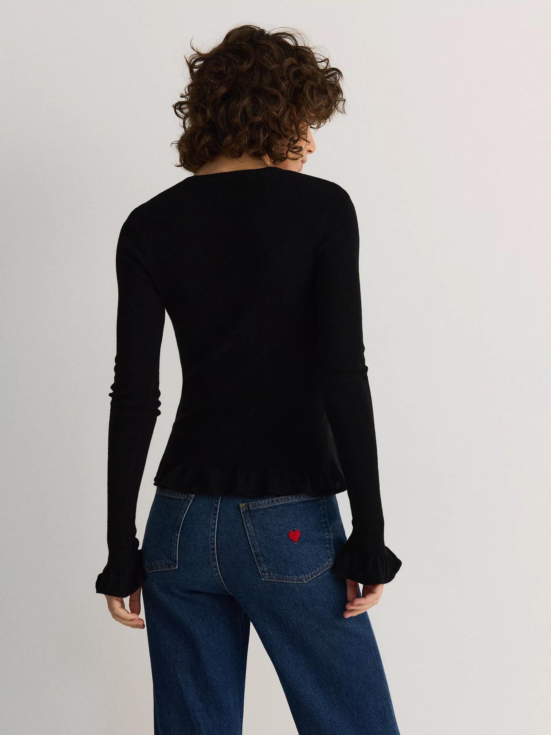 Black Sweater With Added Wool, Black, large image number 6