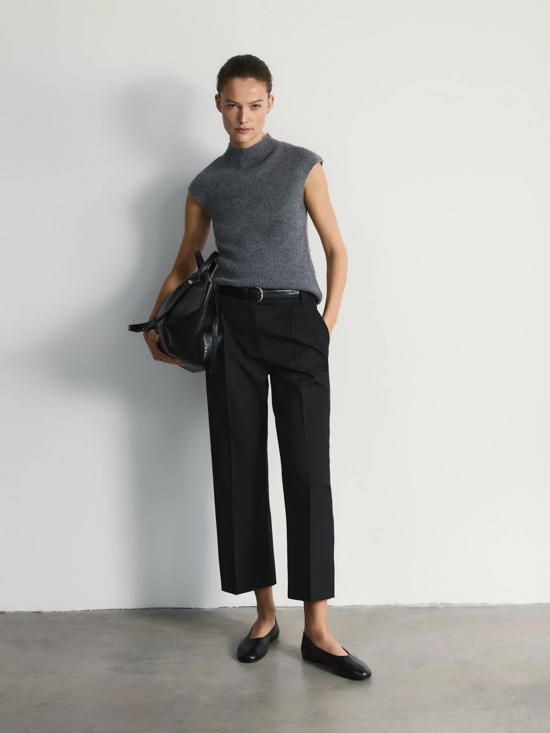 Black Trousers With Pressed Crease, Black, medium