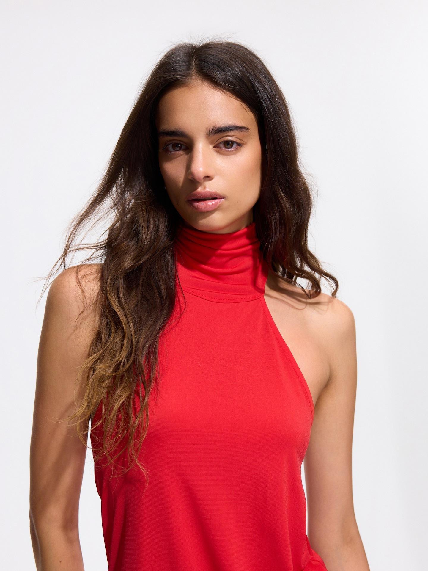 Red Asymmetric Blouse, Red, large image number 3