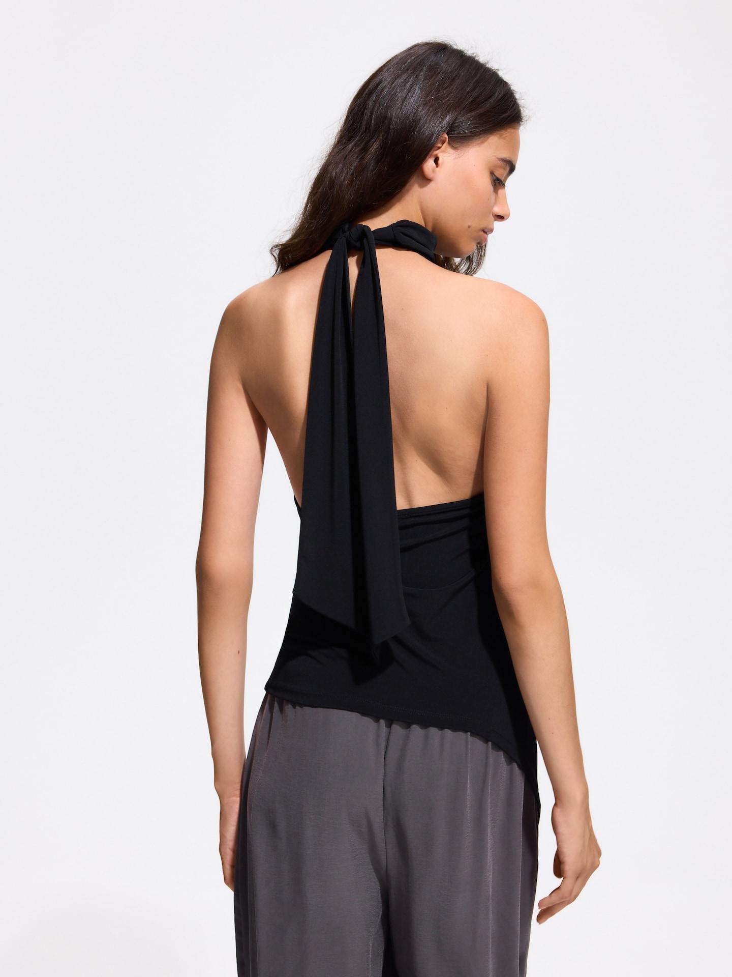 Black Asymmetric Blouse, Black, large image number 3