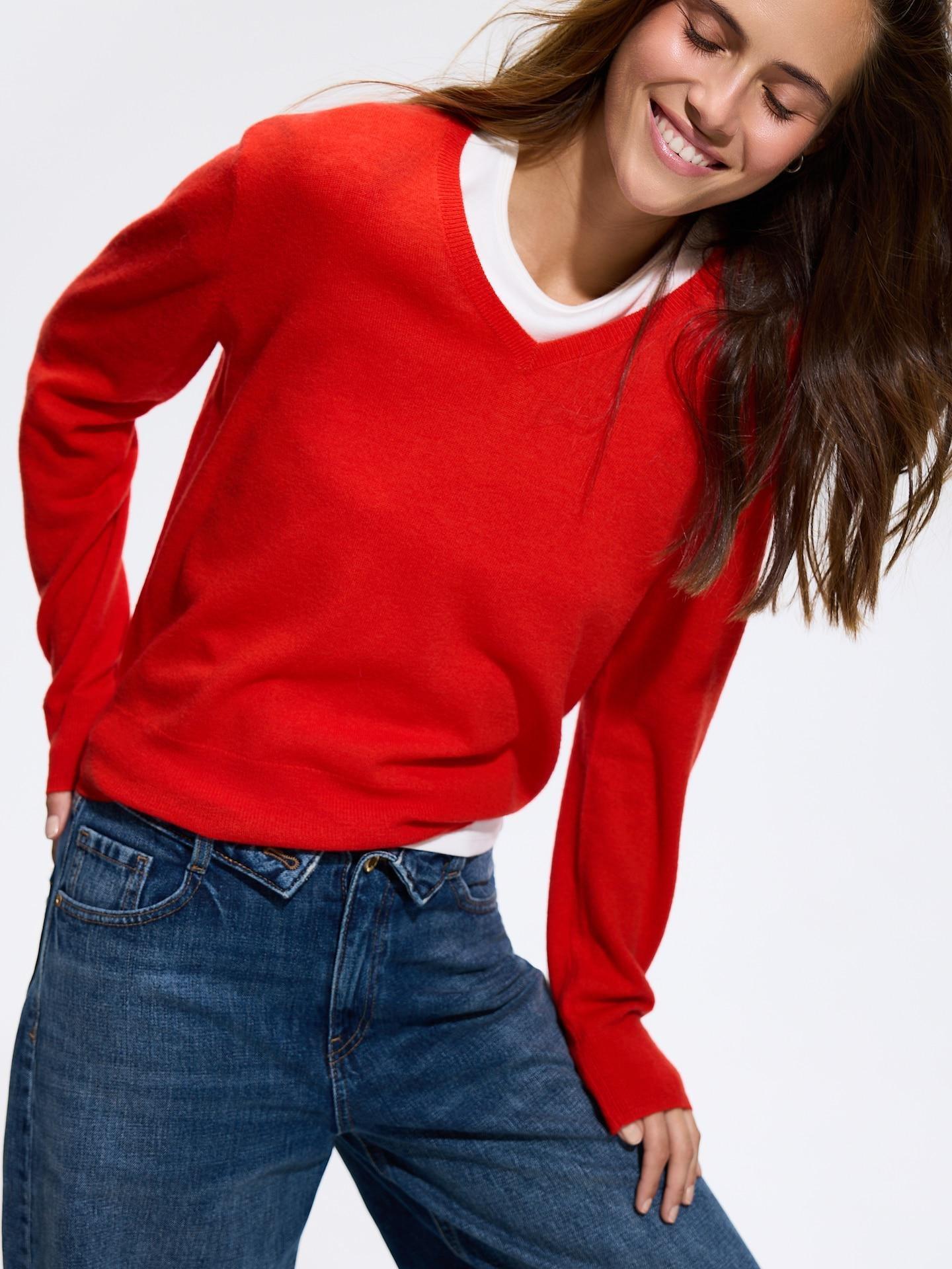 Red Merino Wool Jumper, Red, medium
