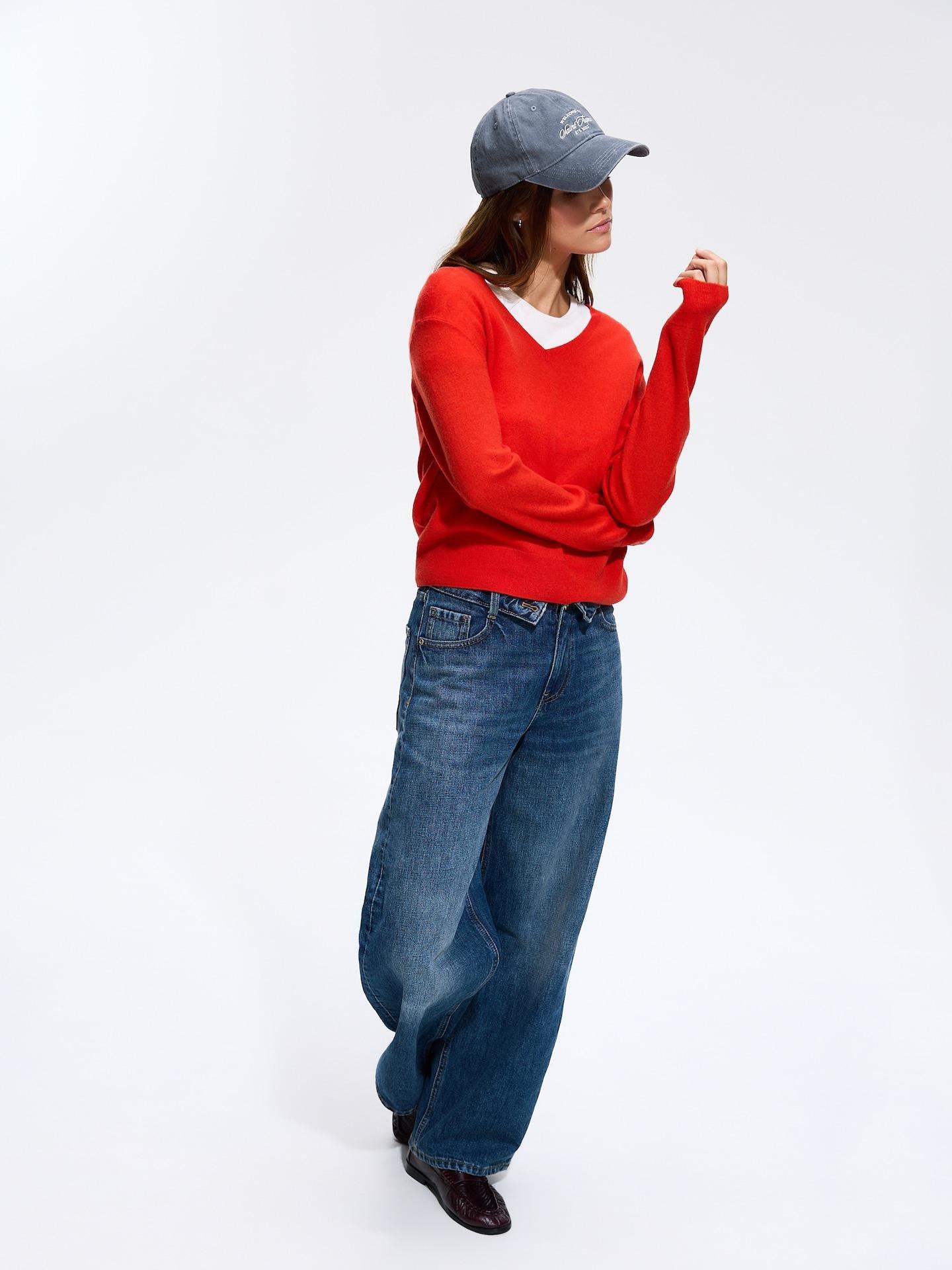 Red Merino Wool Jumper, Red, medium
