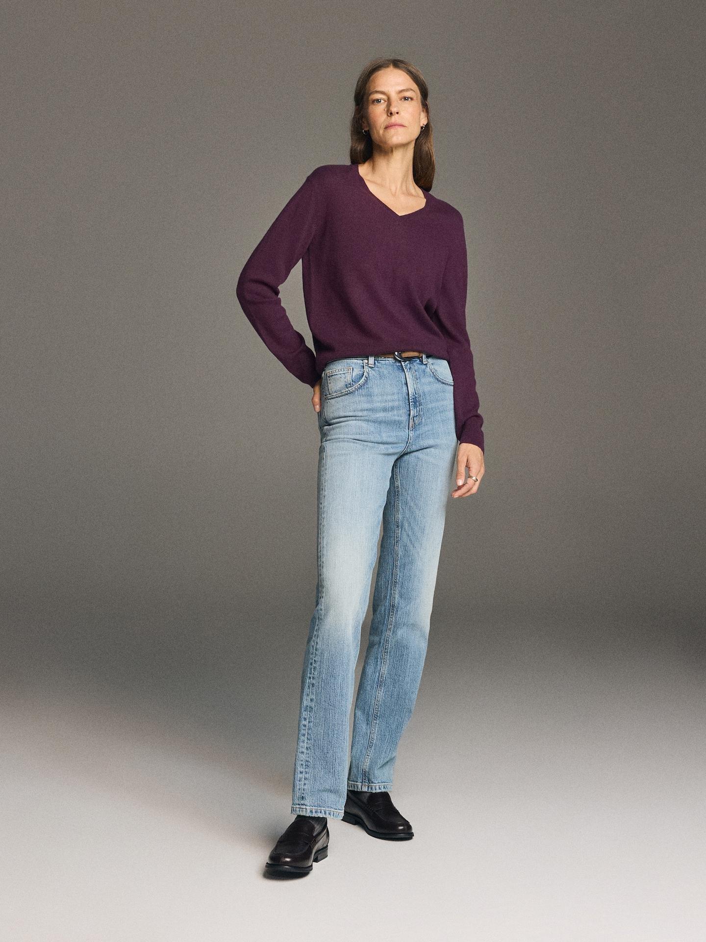 Red Merino Wool Jumper, Purple, large image number 1