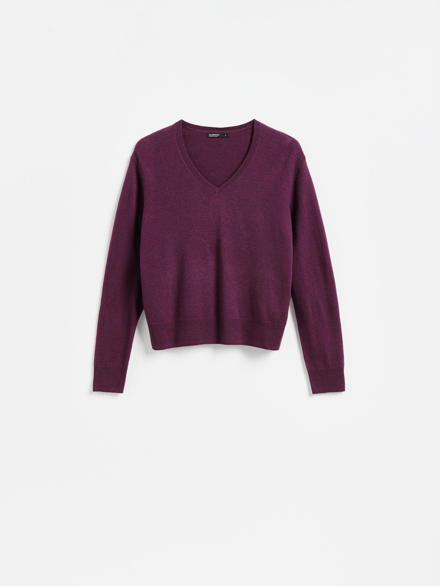 Red Merino Wool Jumper, Purple, medium