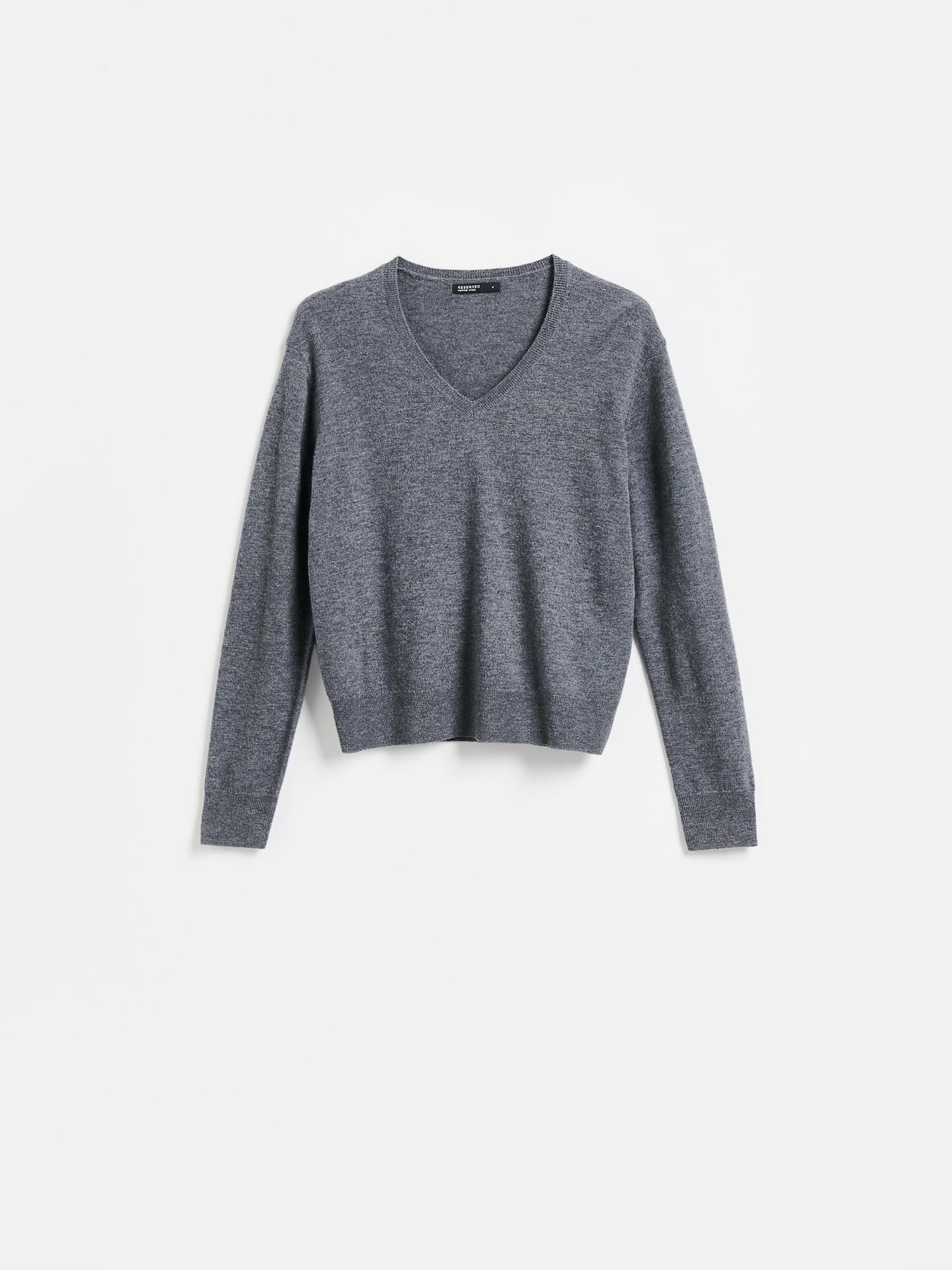 Grey Merino Wool Jumper, Grey, large image number 1