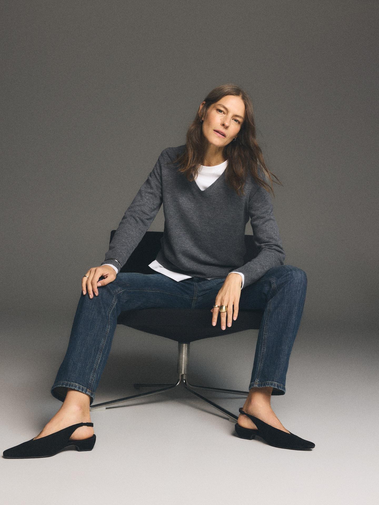 Grey Merino Wool Jumper, Grey, large image number 2