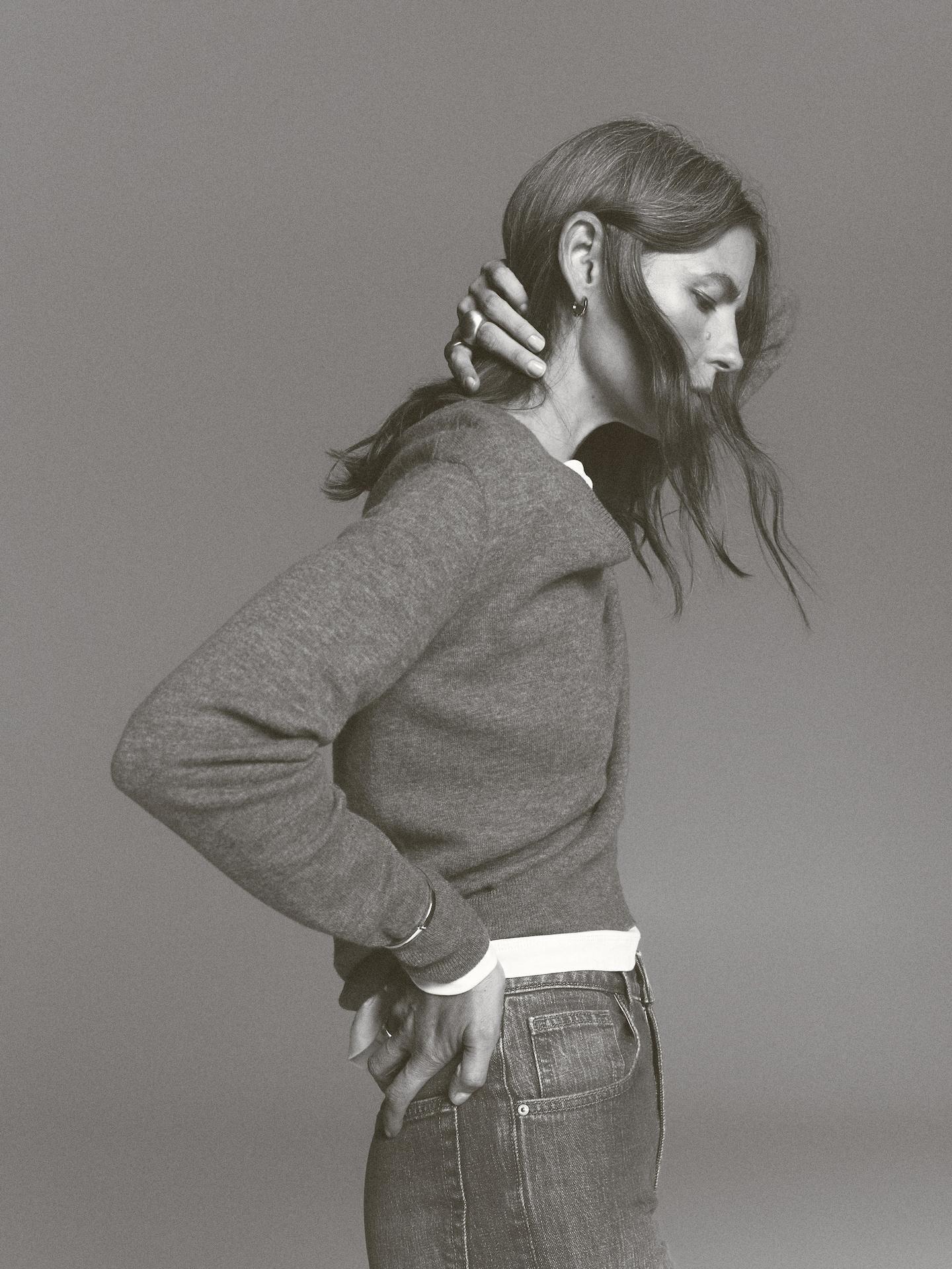 Grey Merino Wool Jumper, Grey, large image number 3