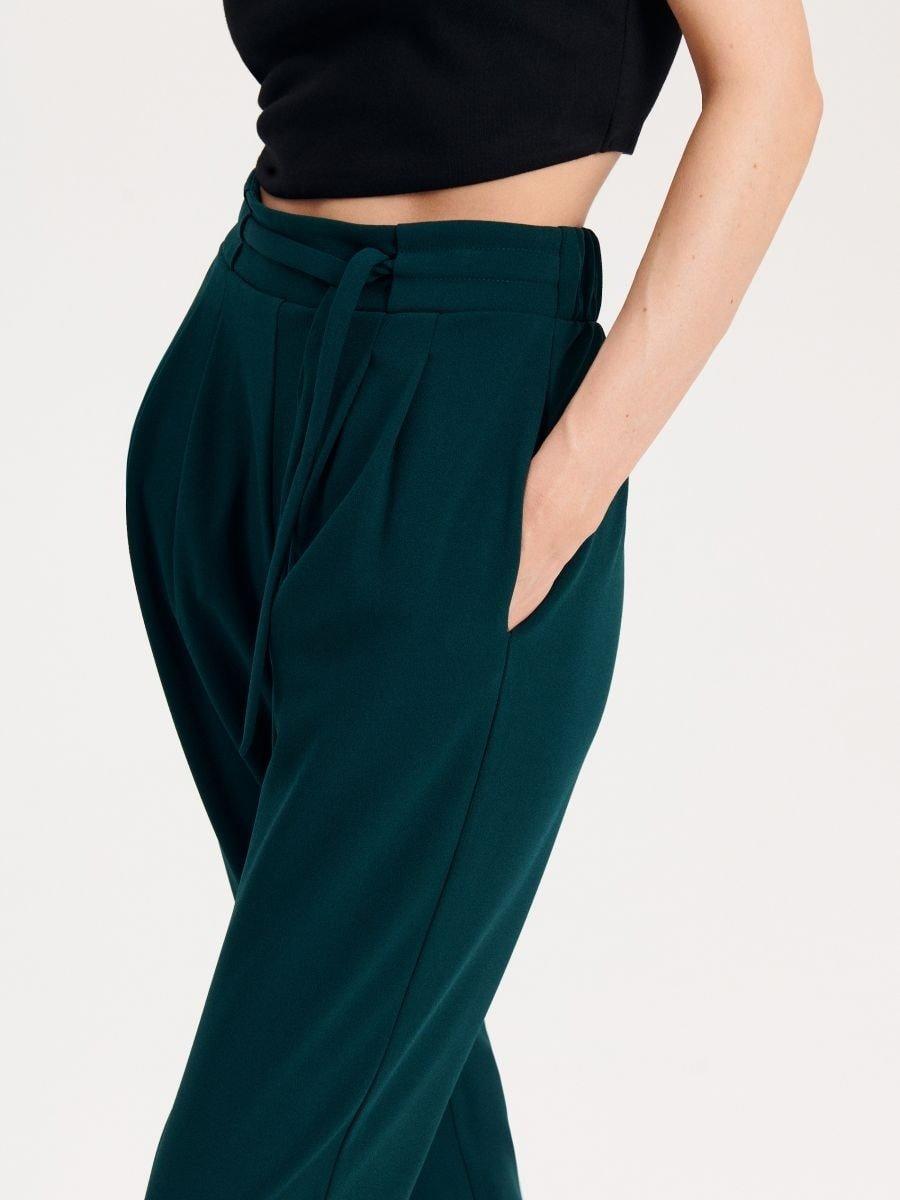 Turquoise Cigarette Belt Trousers, , large image number 4