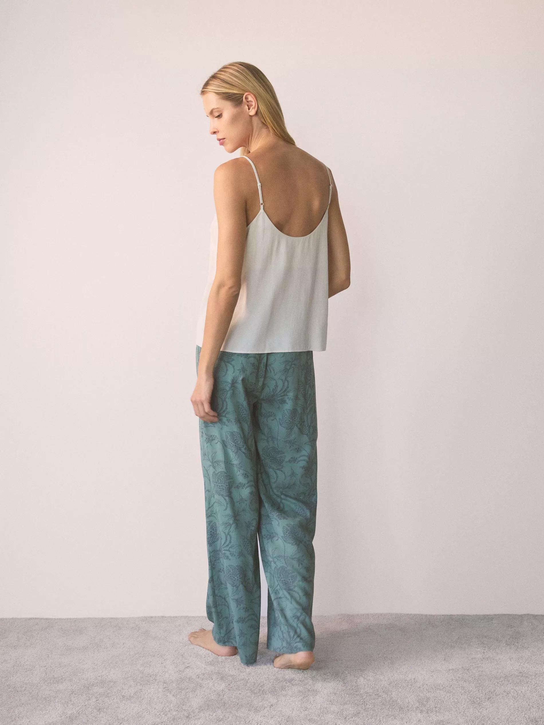 Green Two Piece Viscose Pyjama Set, Green, large image number 3