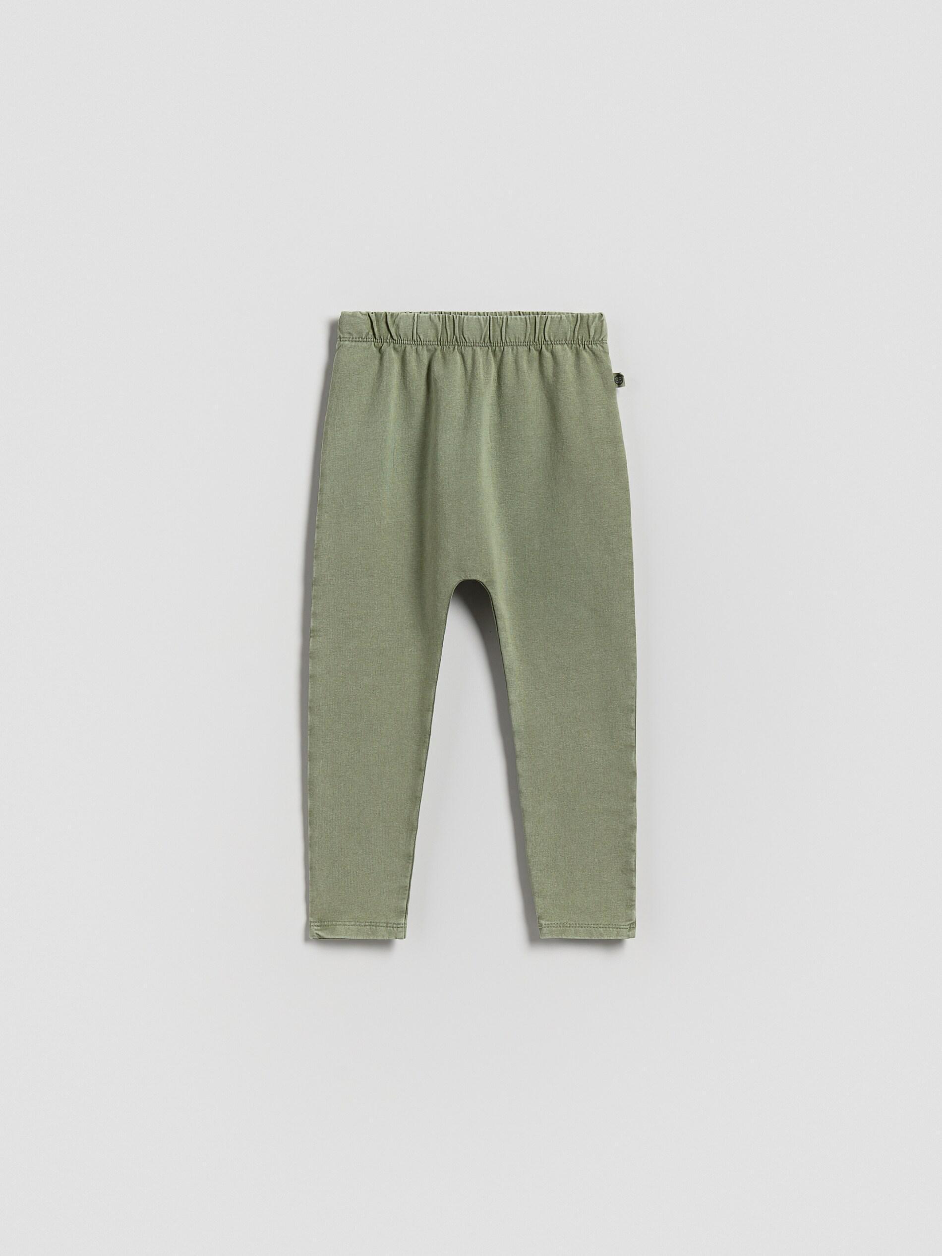 BROWNISH GREEN Cotton rich leggings, Khaki, medium