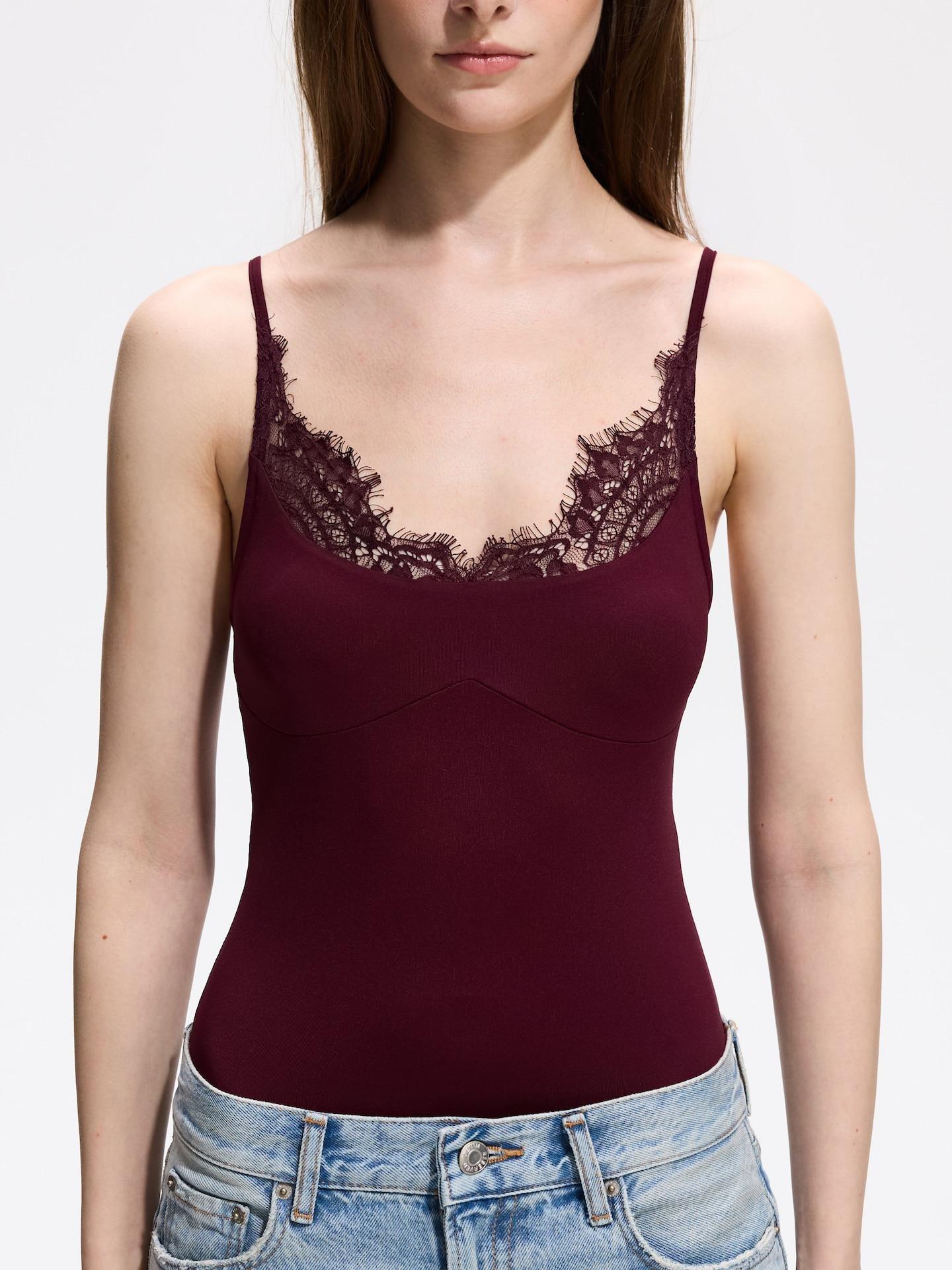Red Body With Decorative Lace, Burgundy, medium