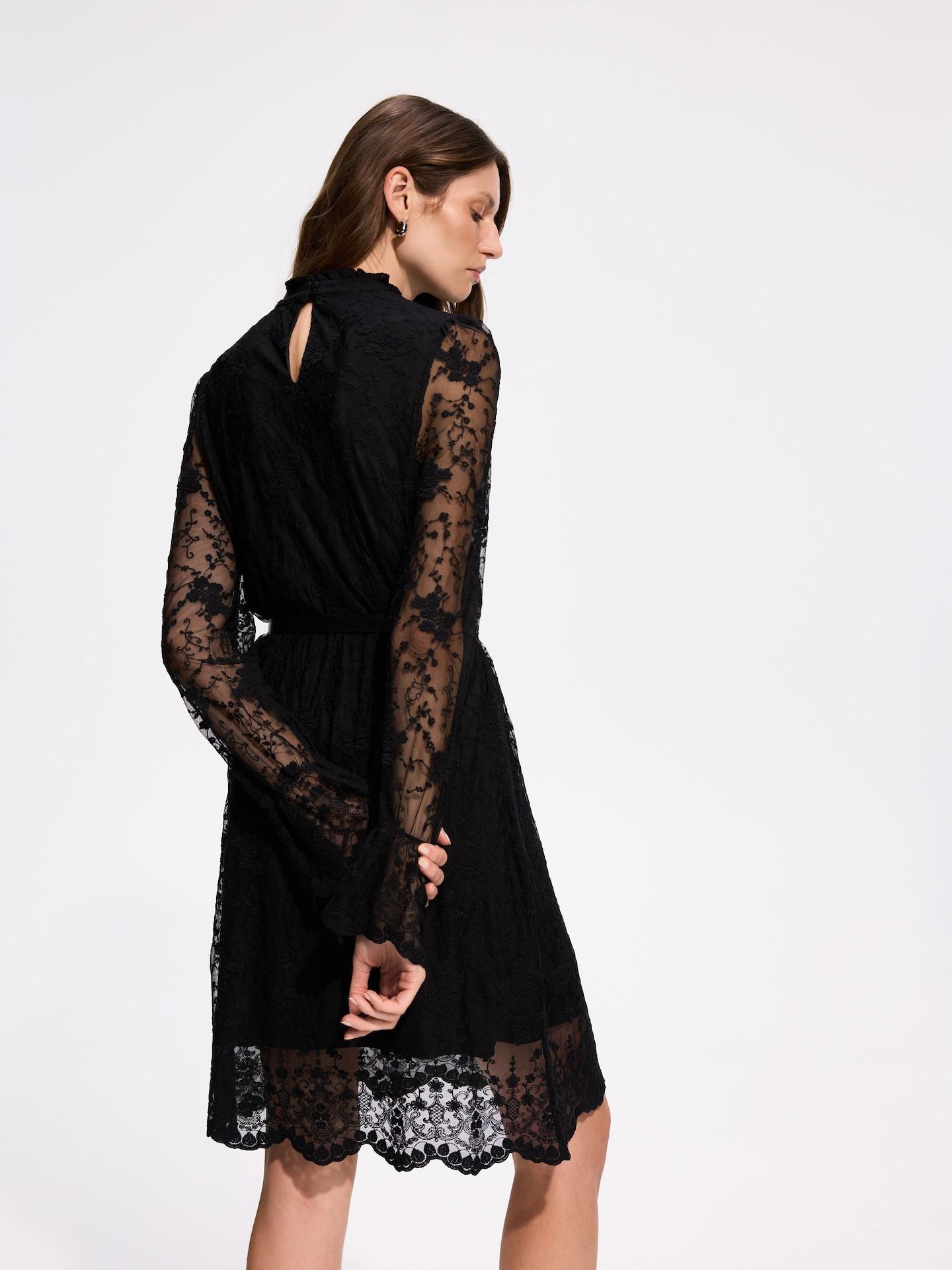 Black Mini Dress With Belt, Black, medium