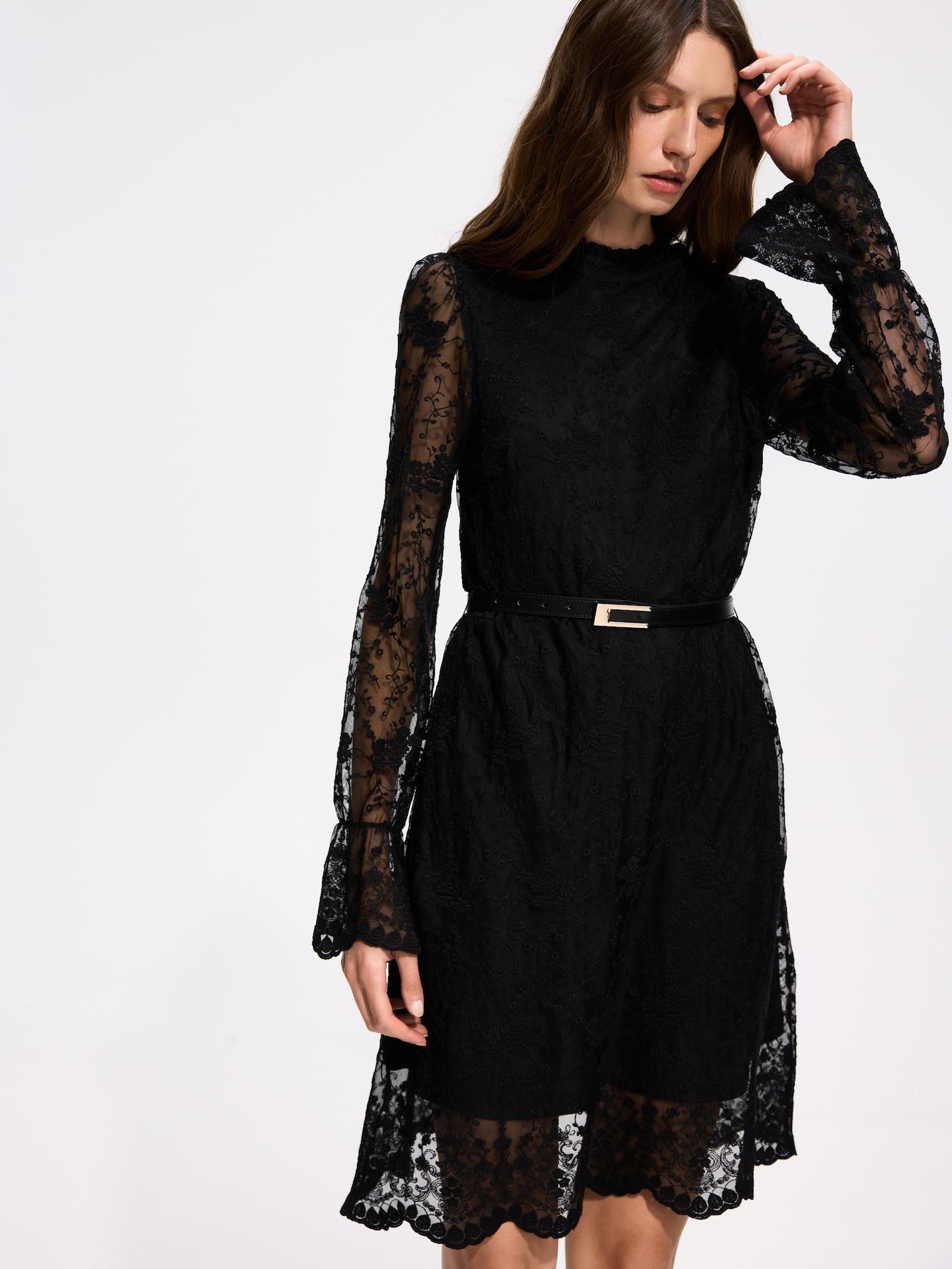 Black Mini Dress With Belt, Black, large image number 3